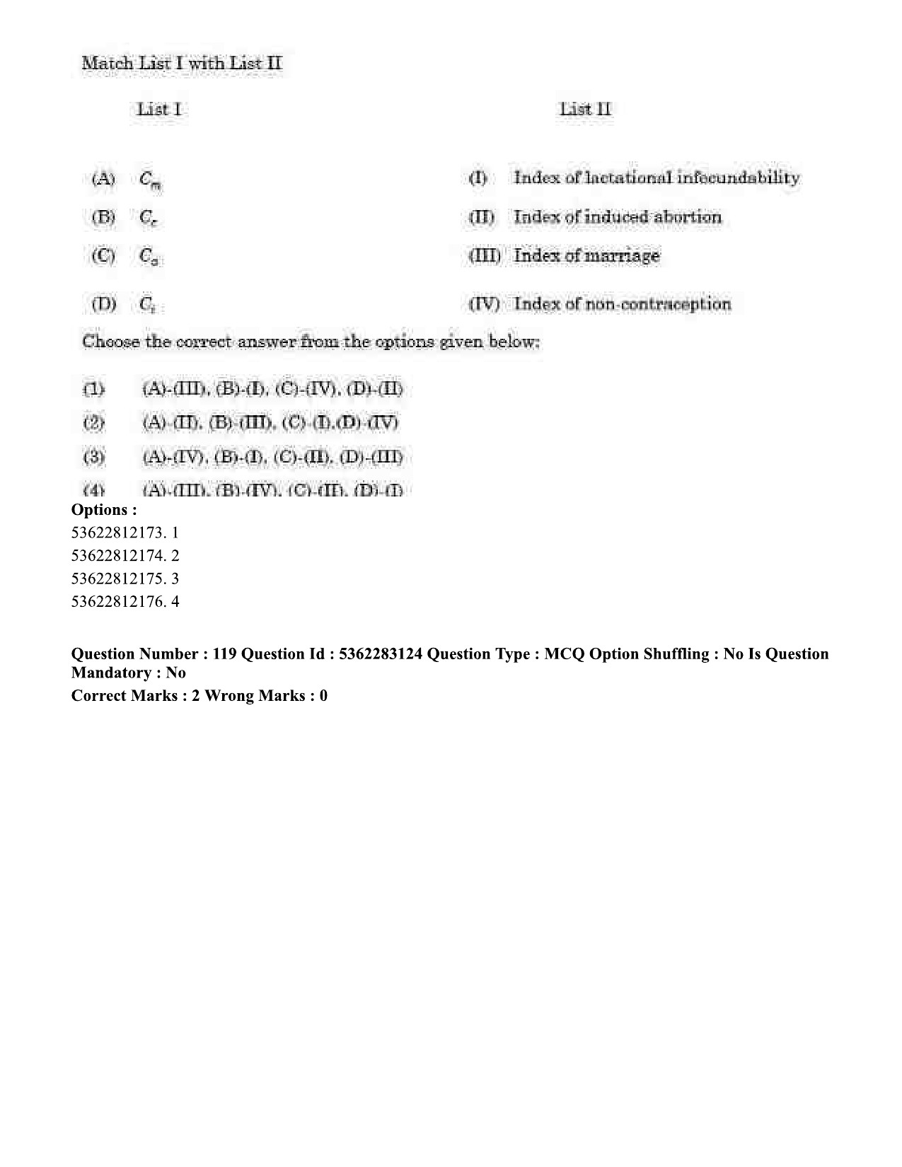 UGC NET Population Studies Question Paper September 2020 126