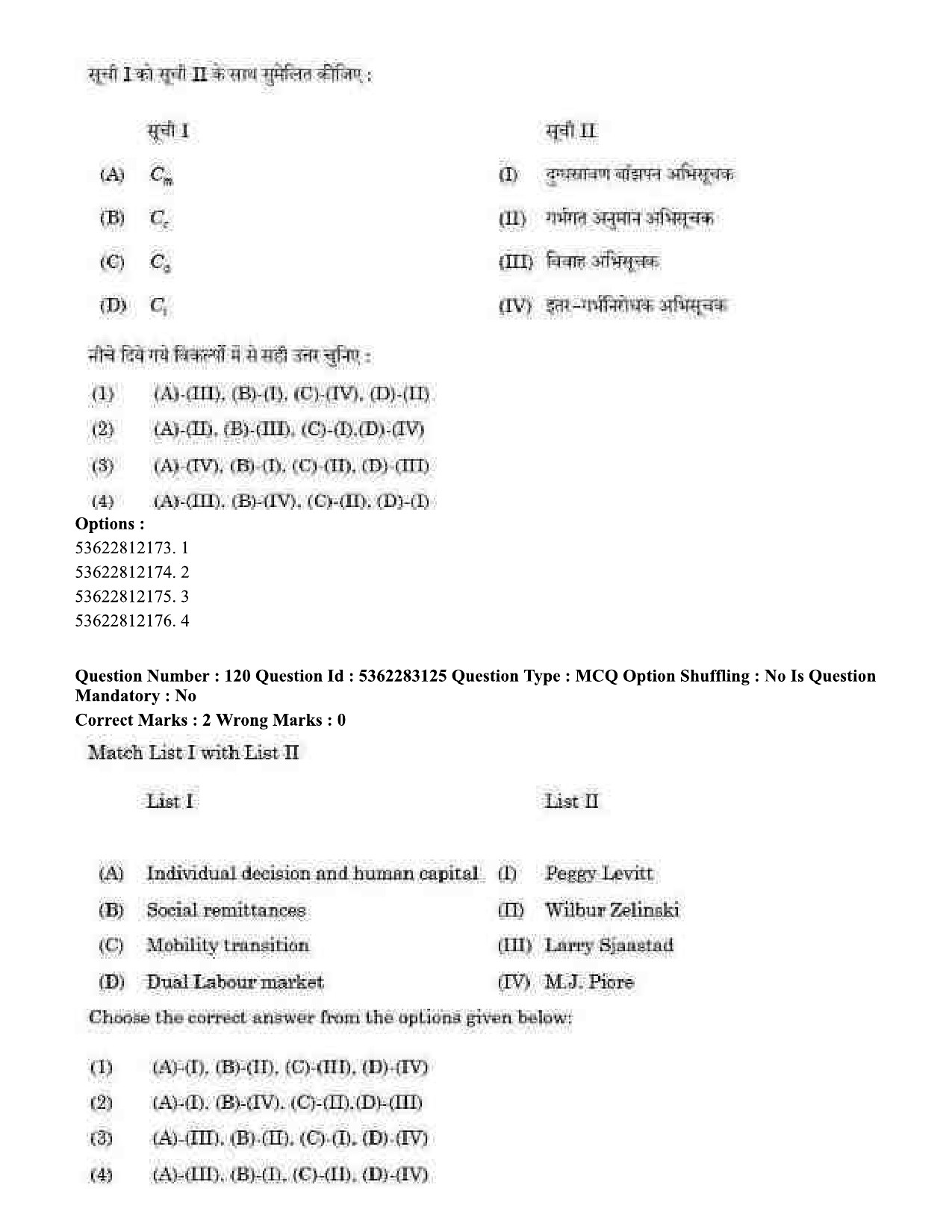 UGC NET Population Studies Question Paper September 2020 127