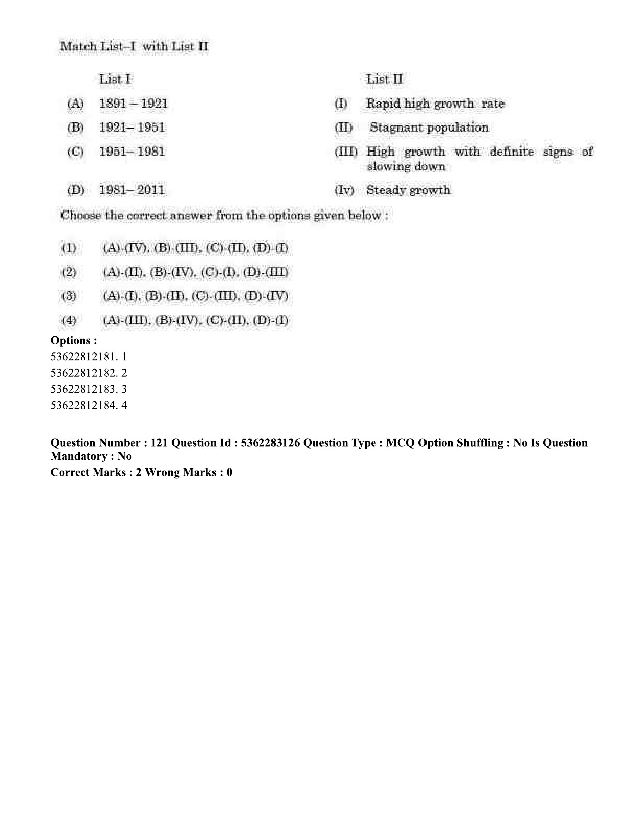 UGC NET Population Studies Question Paper September 2020 129