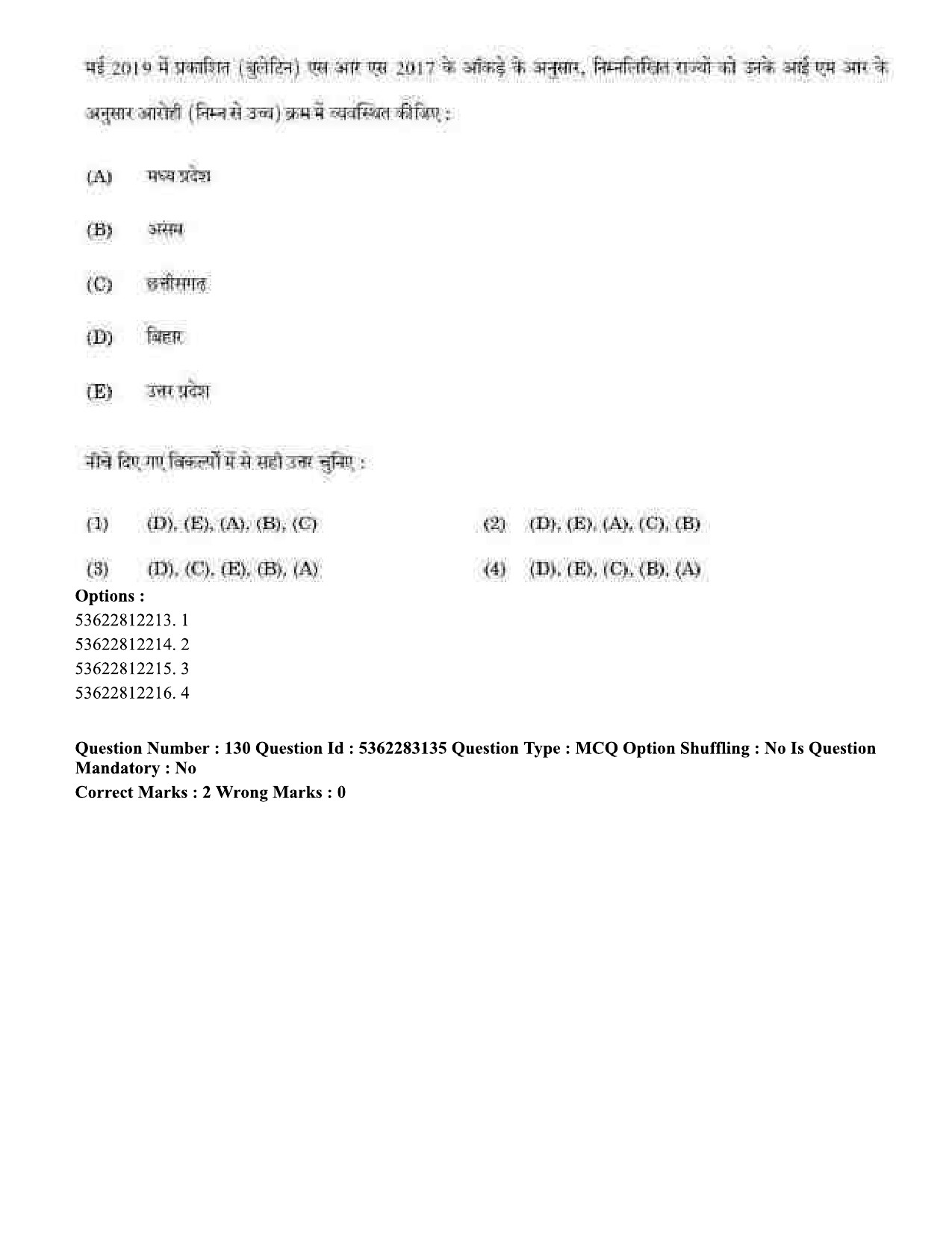 UGC NET Population Studies Question Paper September 2020 141