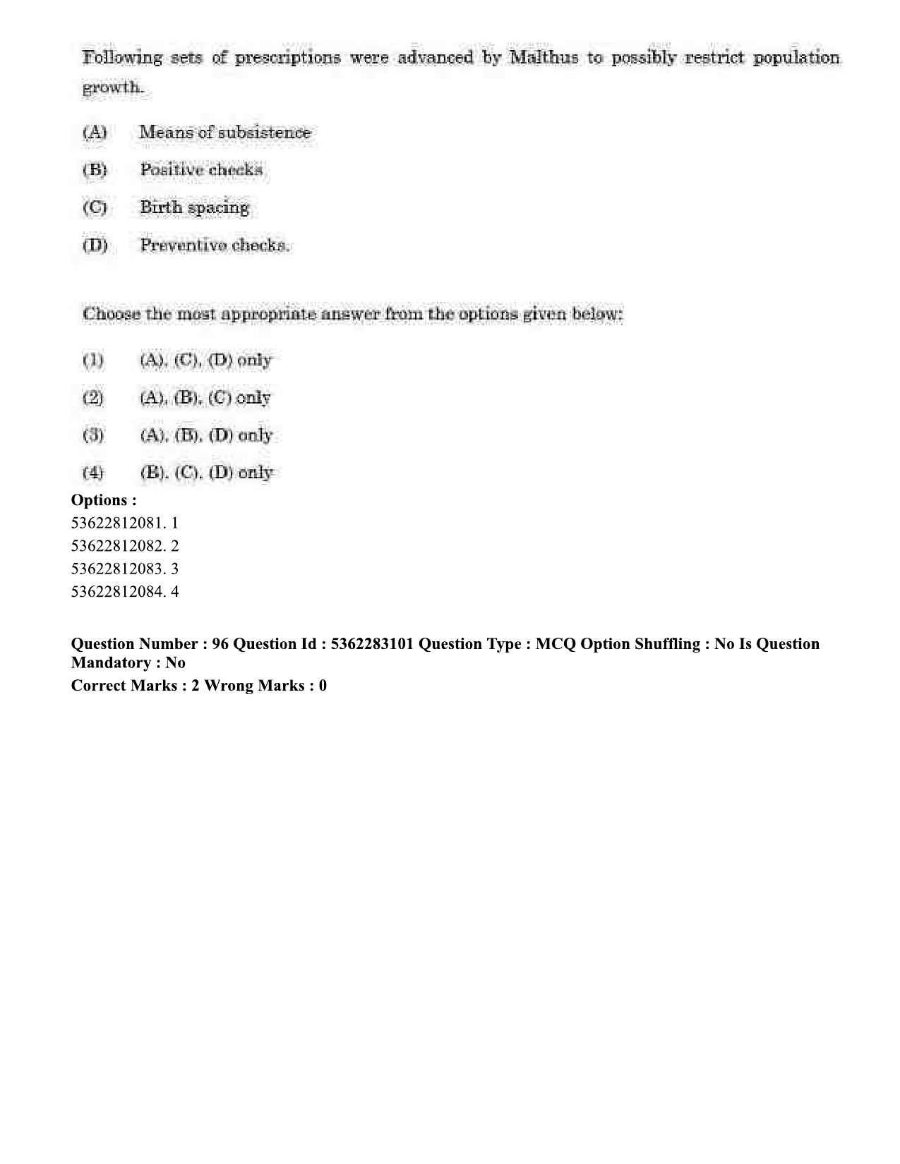 UGC NET Population Studies Question Paper September 2020 81