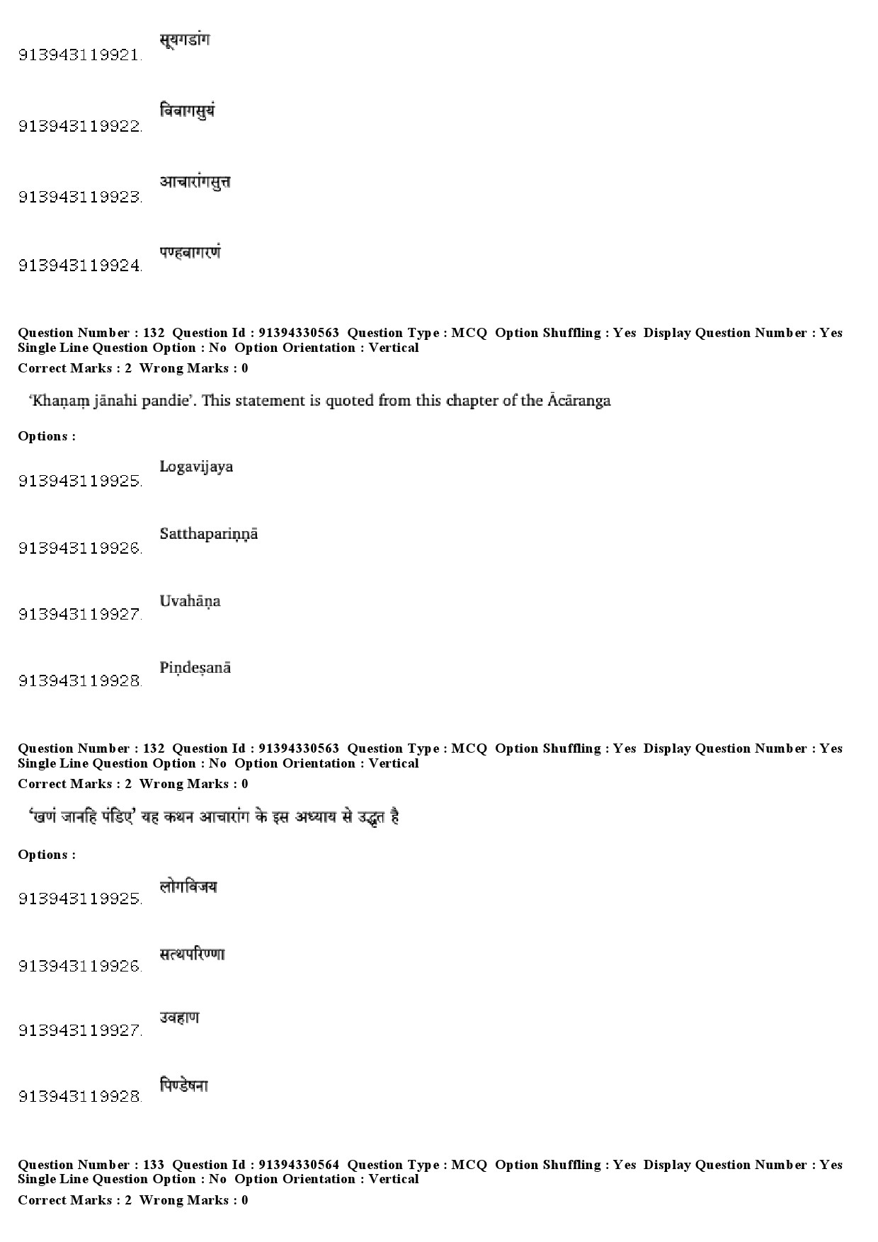 UGC NET Prakrit Question Paper December 2018 105