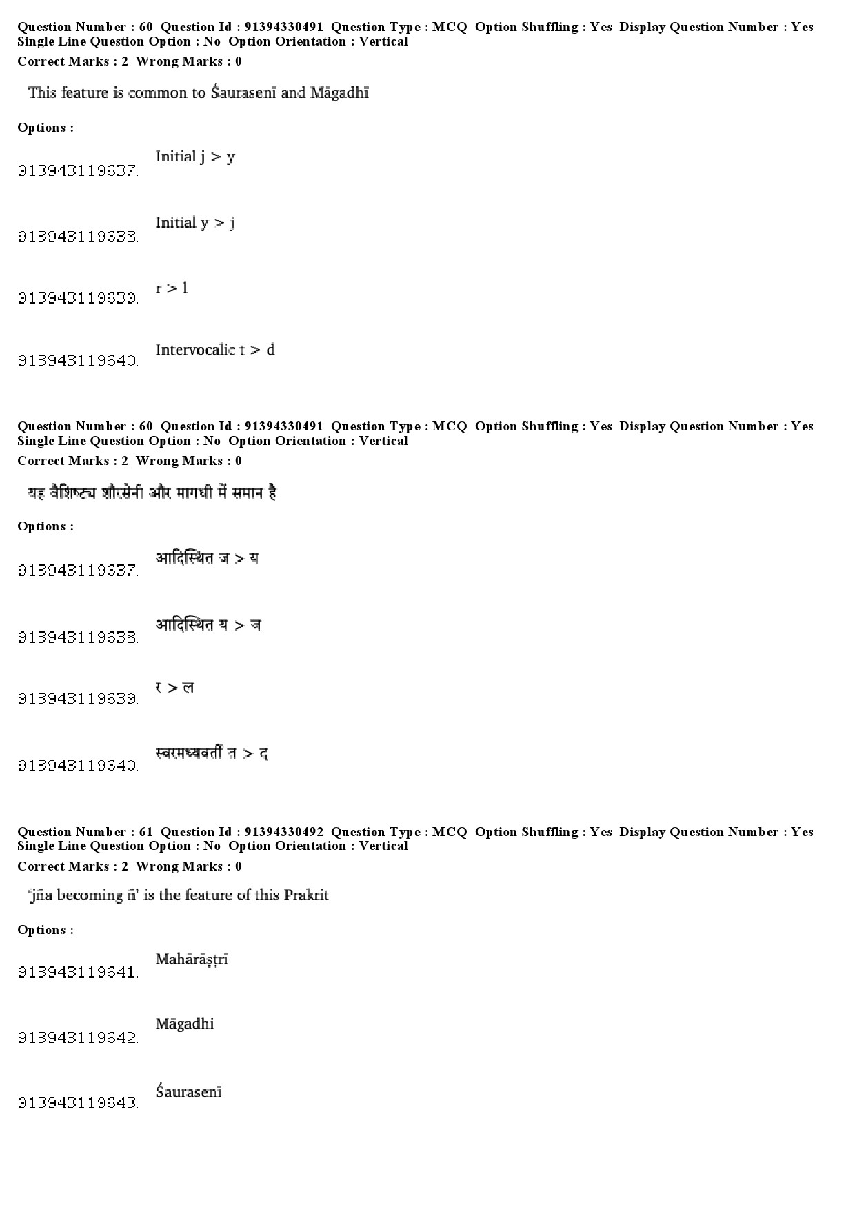 UGC NET Prakrit Question Paper December 2018 54