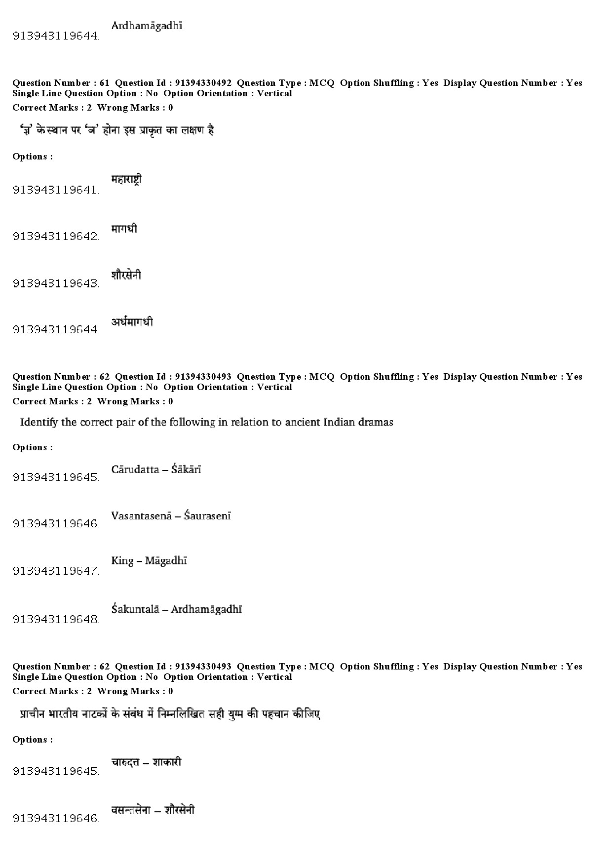 UGC NET Prakrit Question Paper December 2018 55