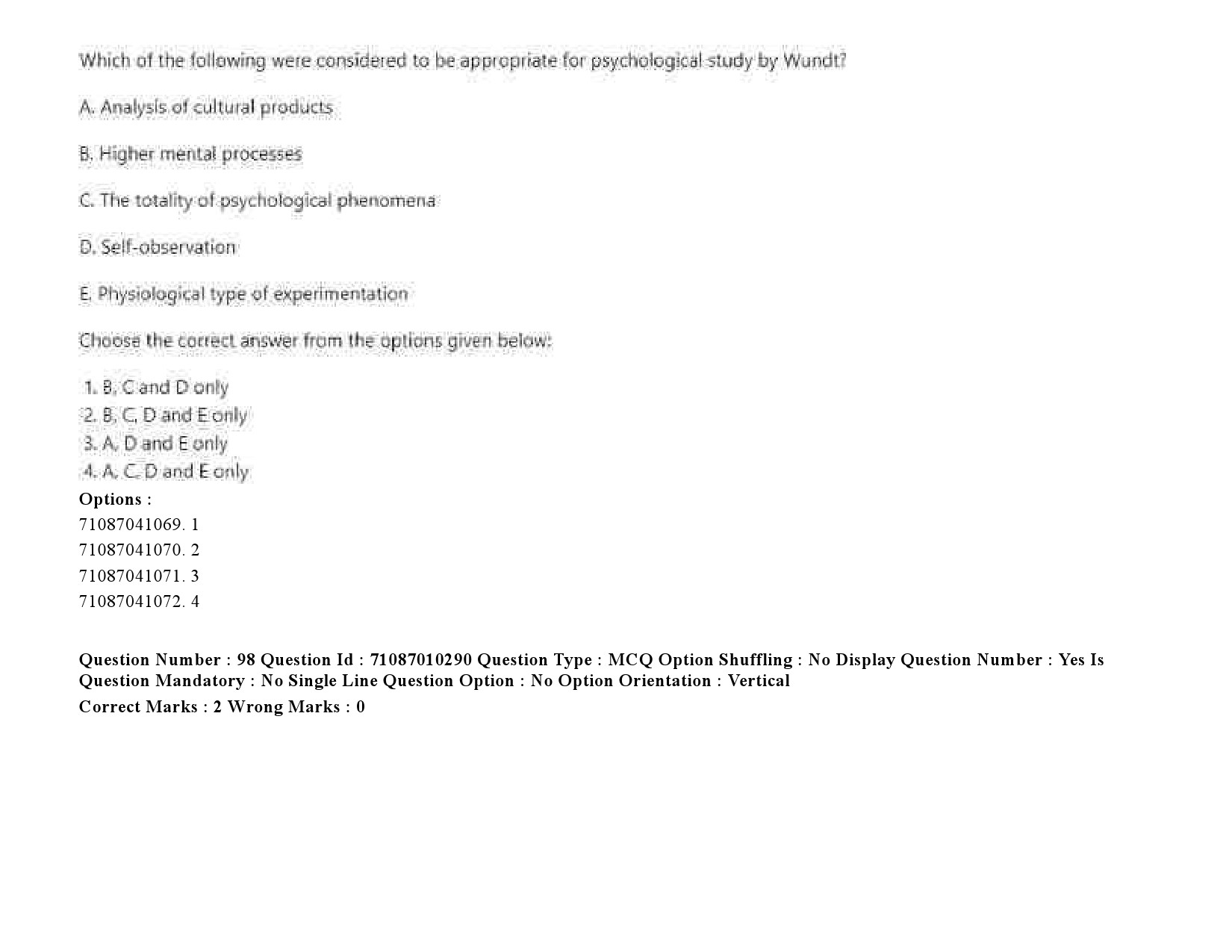 UGC NET Psychology Question Paper September 2020 130