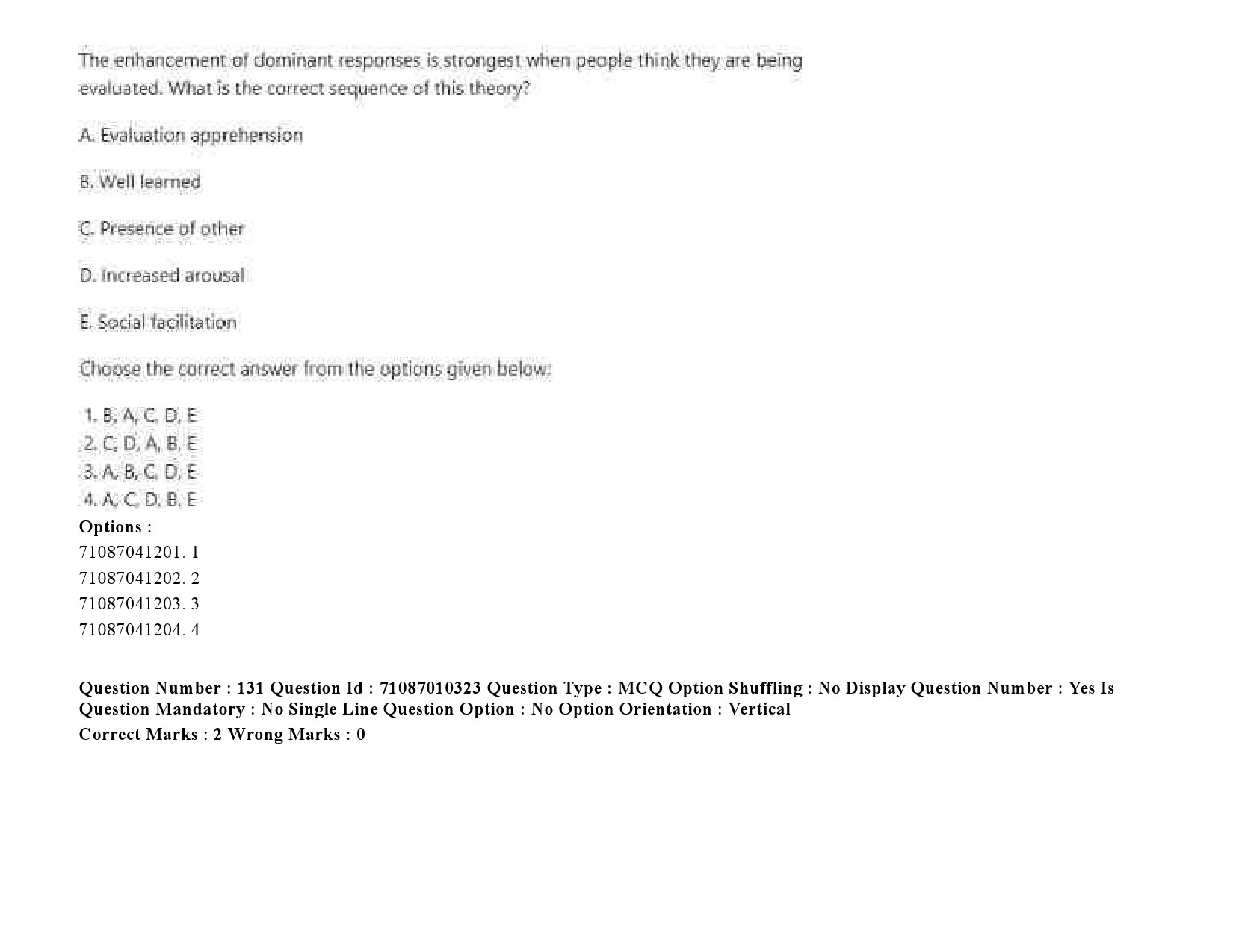 UGC NET Psychology Question Paper September 2020 196