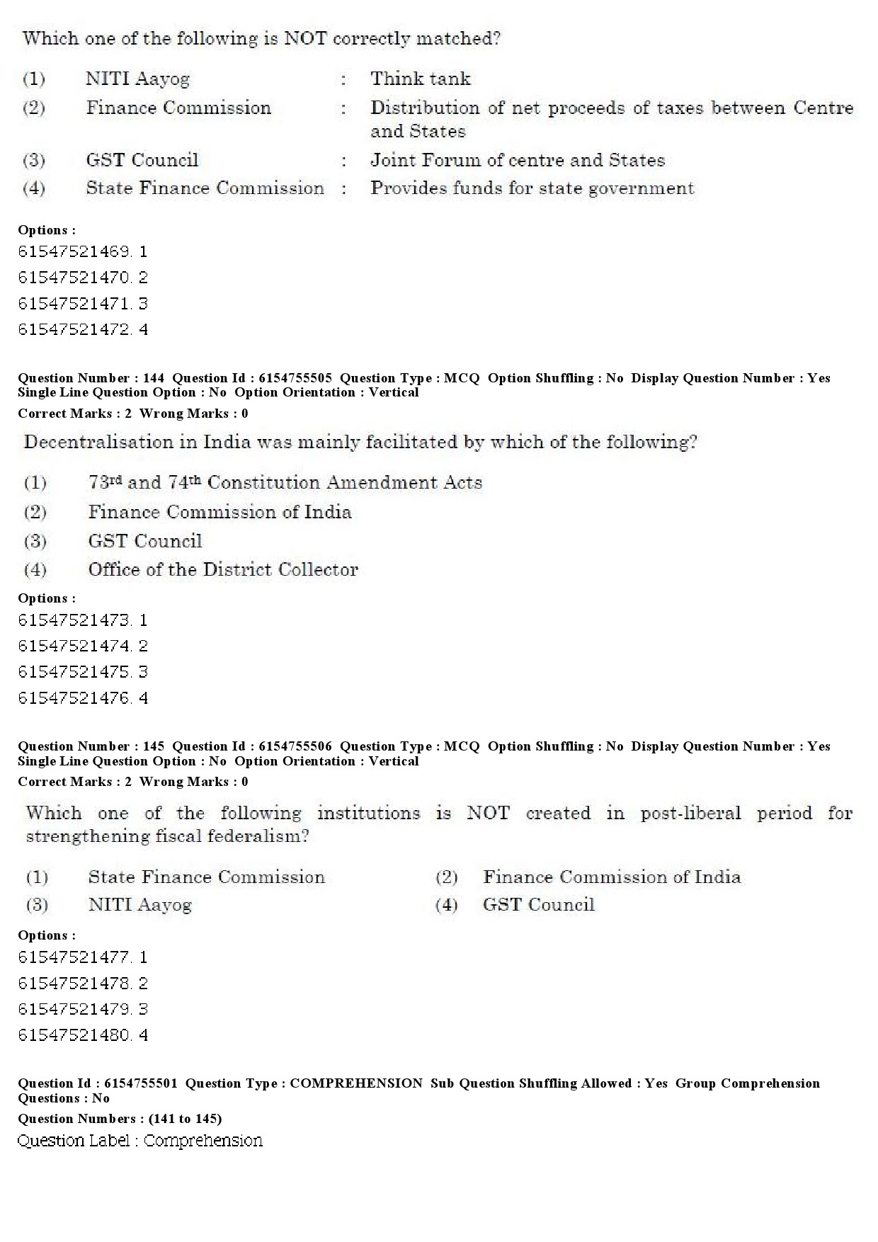 UGC NET Public Administration Question Paper December 2019 124