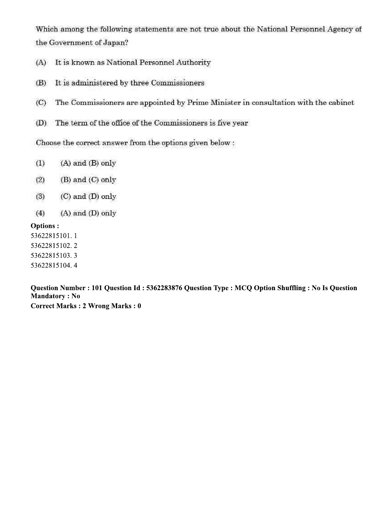 UGC NET Public Administration Question Paper September 2020 102