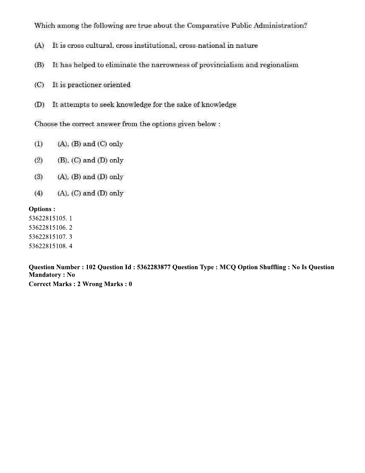 UGC NET Public Administration Question Paper September 2020 104