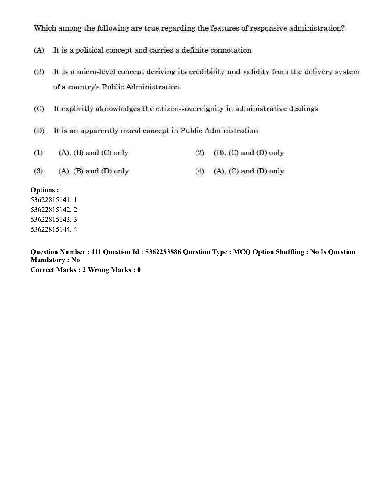 UGC NET Public Administration Question Paper September 2020 122