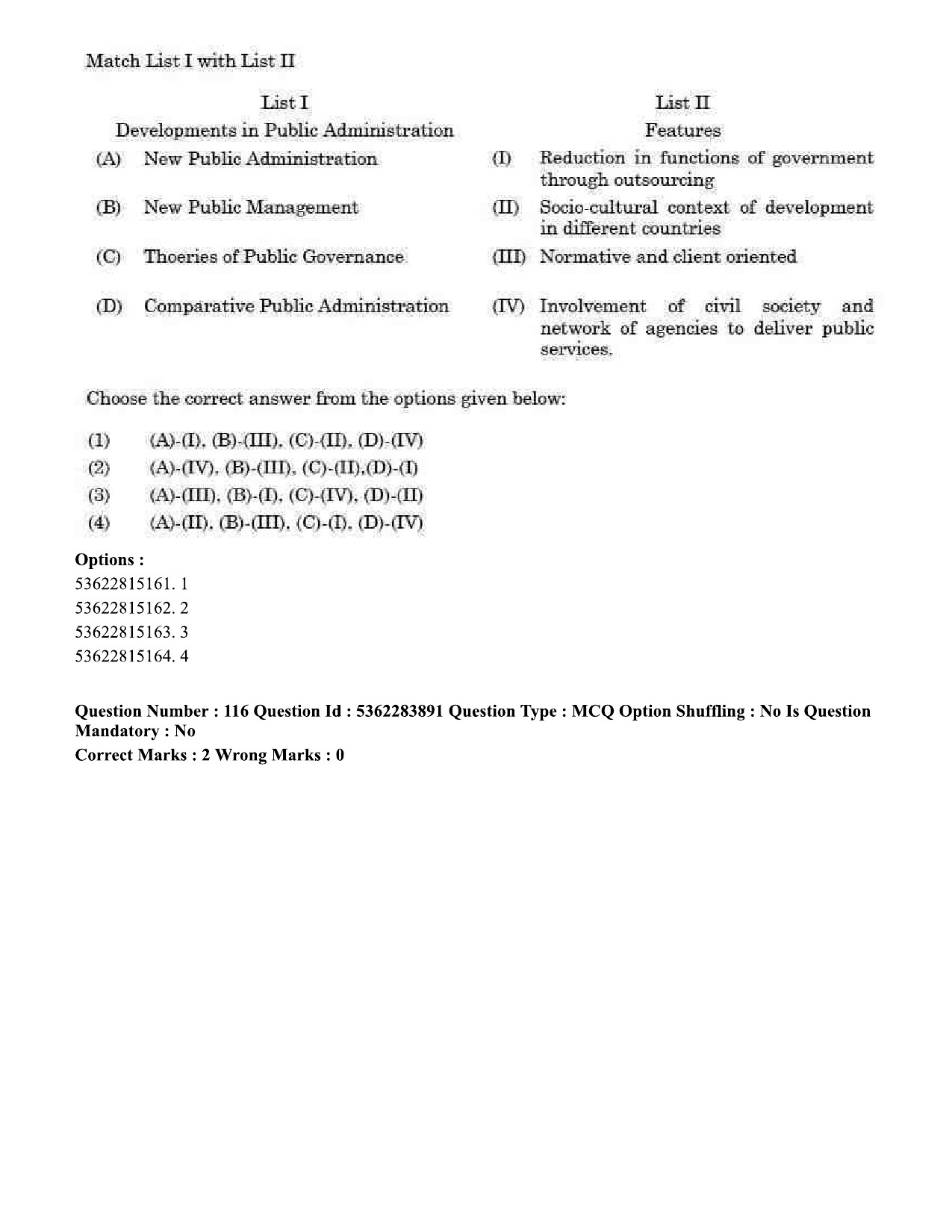 UGC NET Public Administration Question Paper September 2020 132