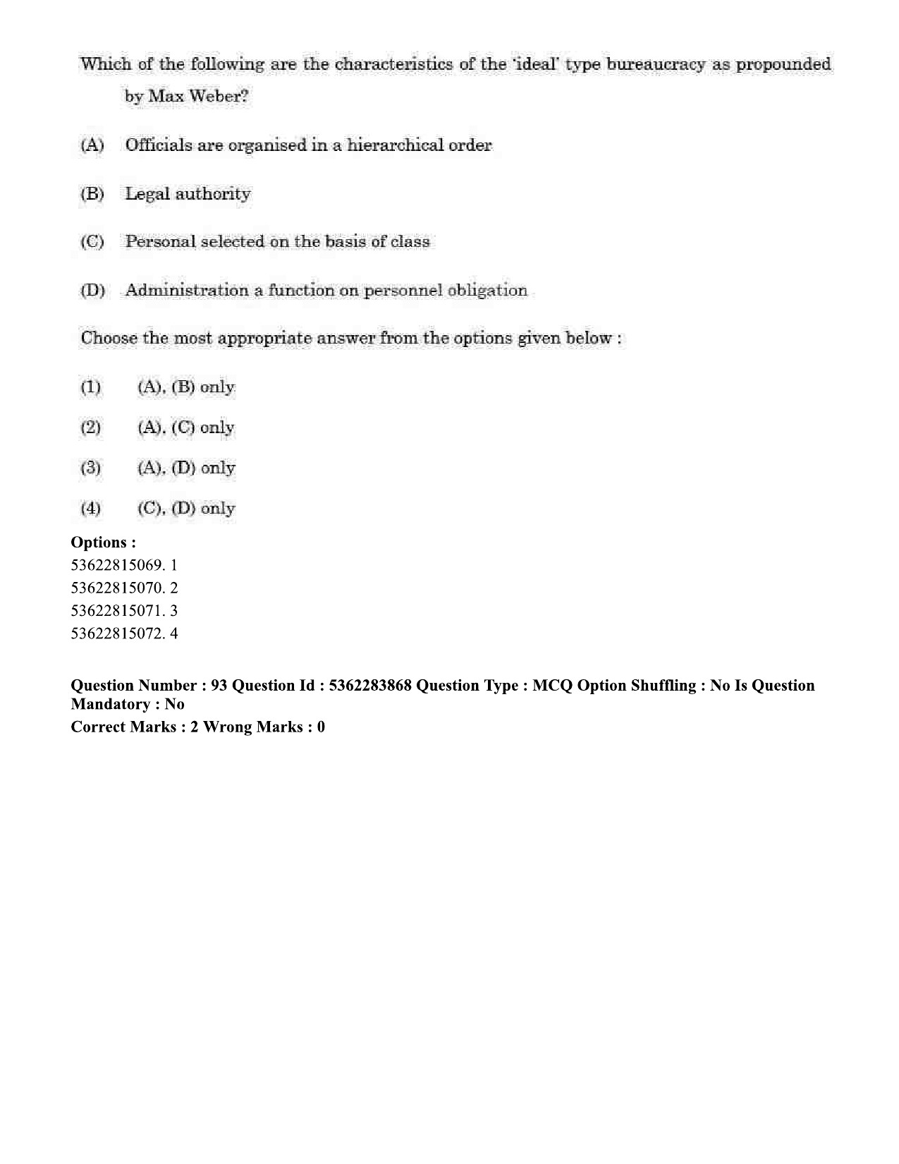 UGC NET Public Administration Question Paper September 2020 86