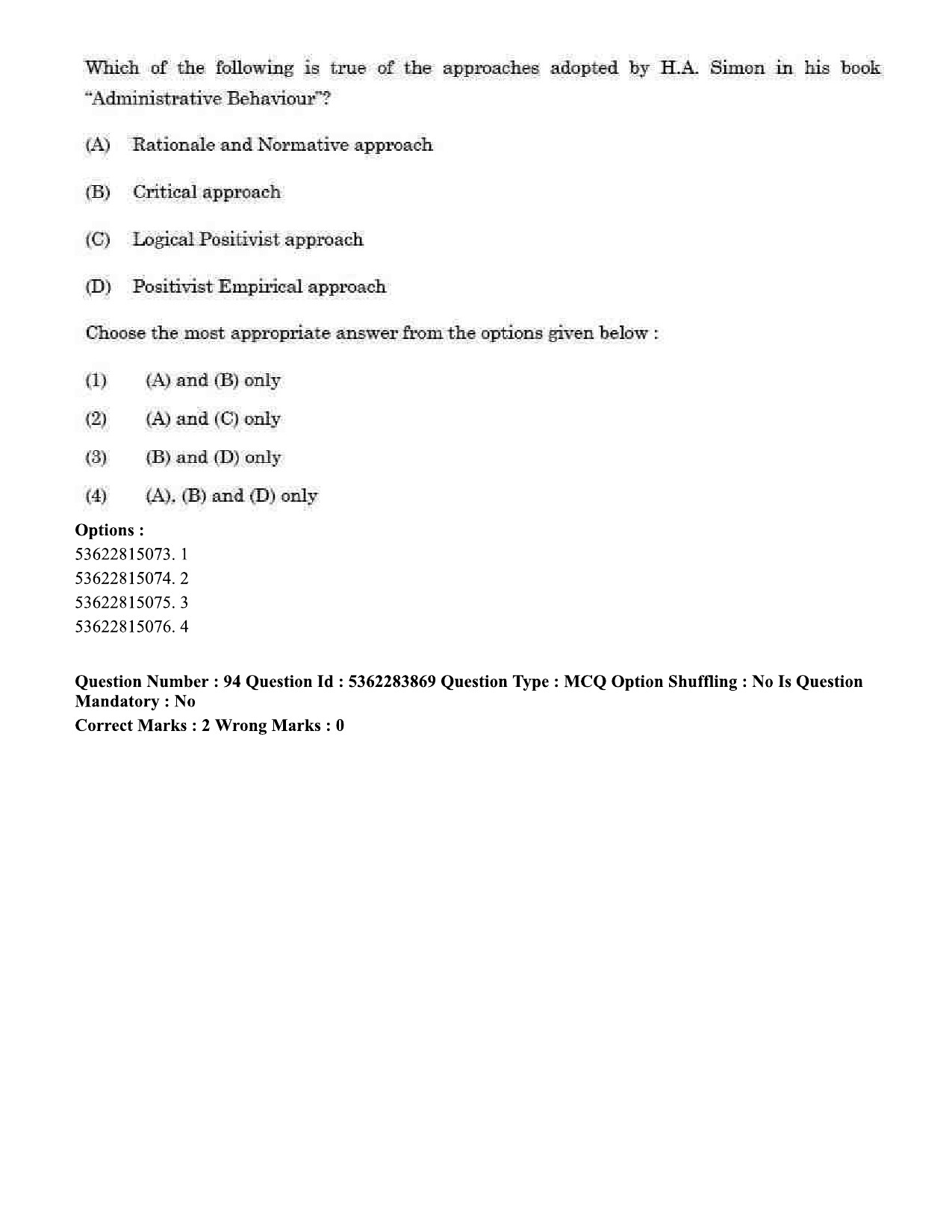 UGC NET Public Administration Question Paper September 2020 88