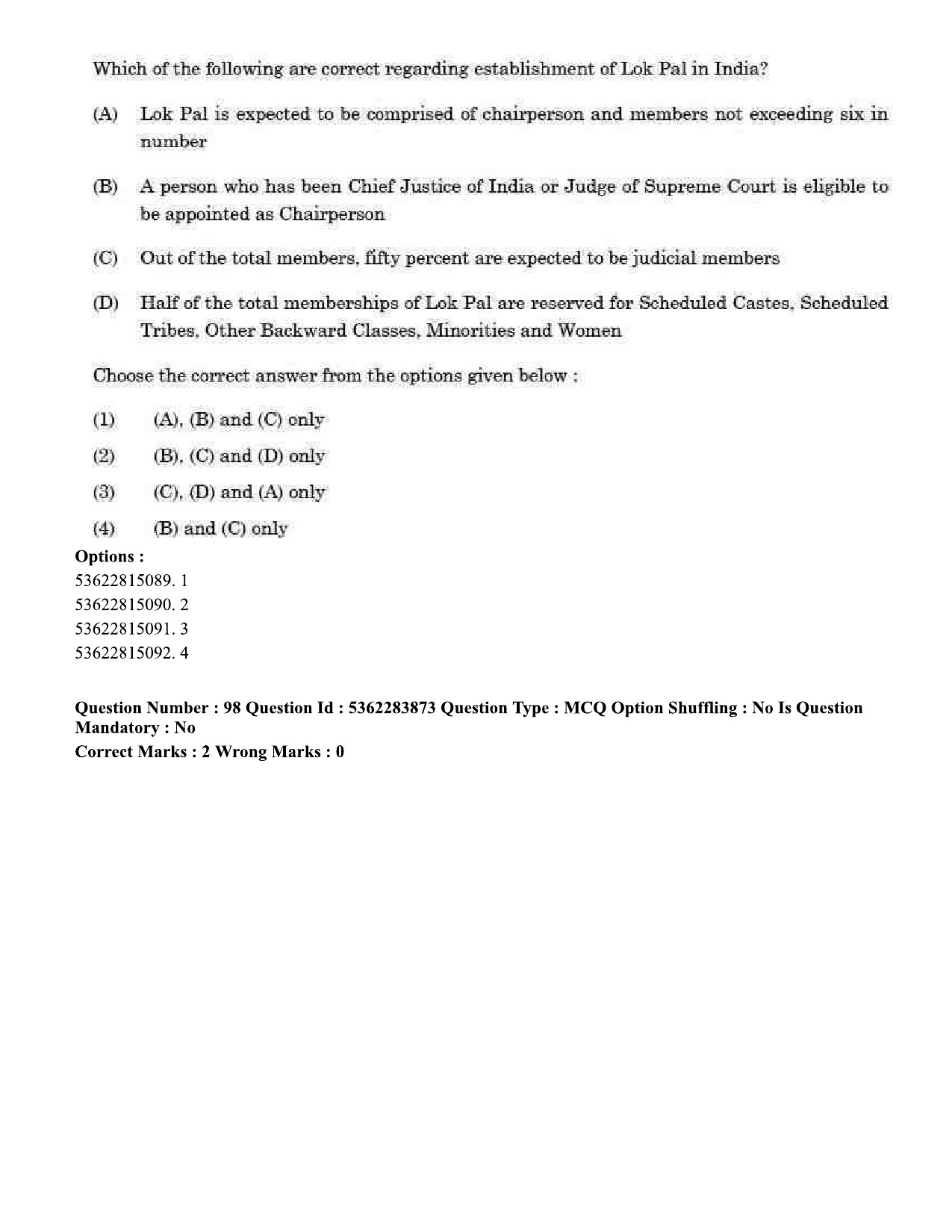 UGC NET Public Administration Question Paper September 2020 96