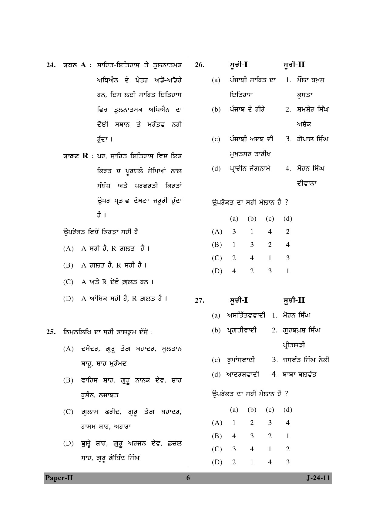 UGC NET Punjabi Question Paper II June 2011 6