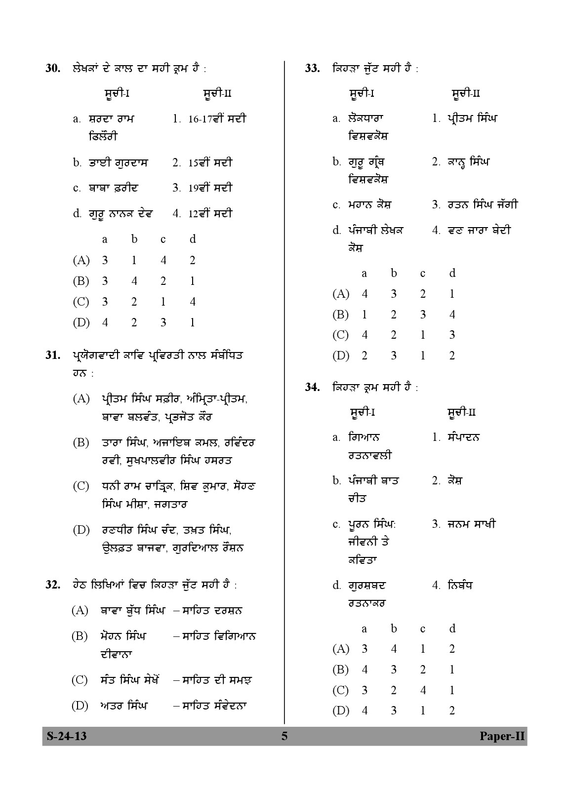 UGC NET Punjabi Question Paper II June 2013 5