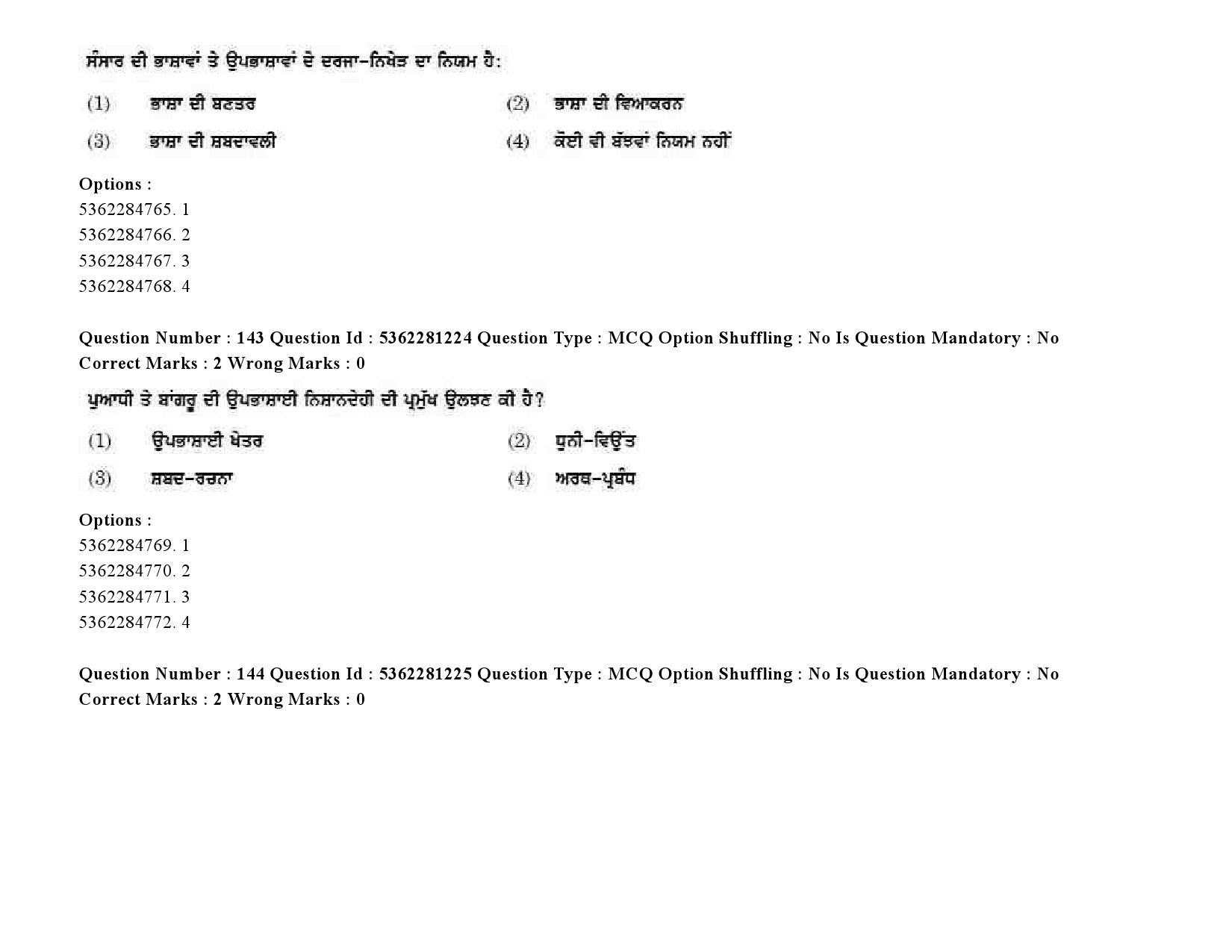 UGC NET Punjabi Question Paper September 2020 206