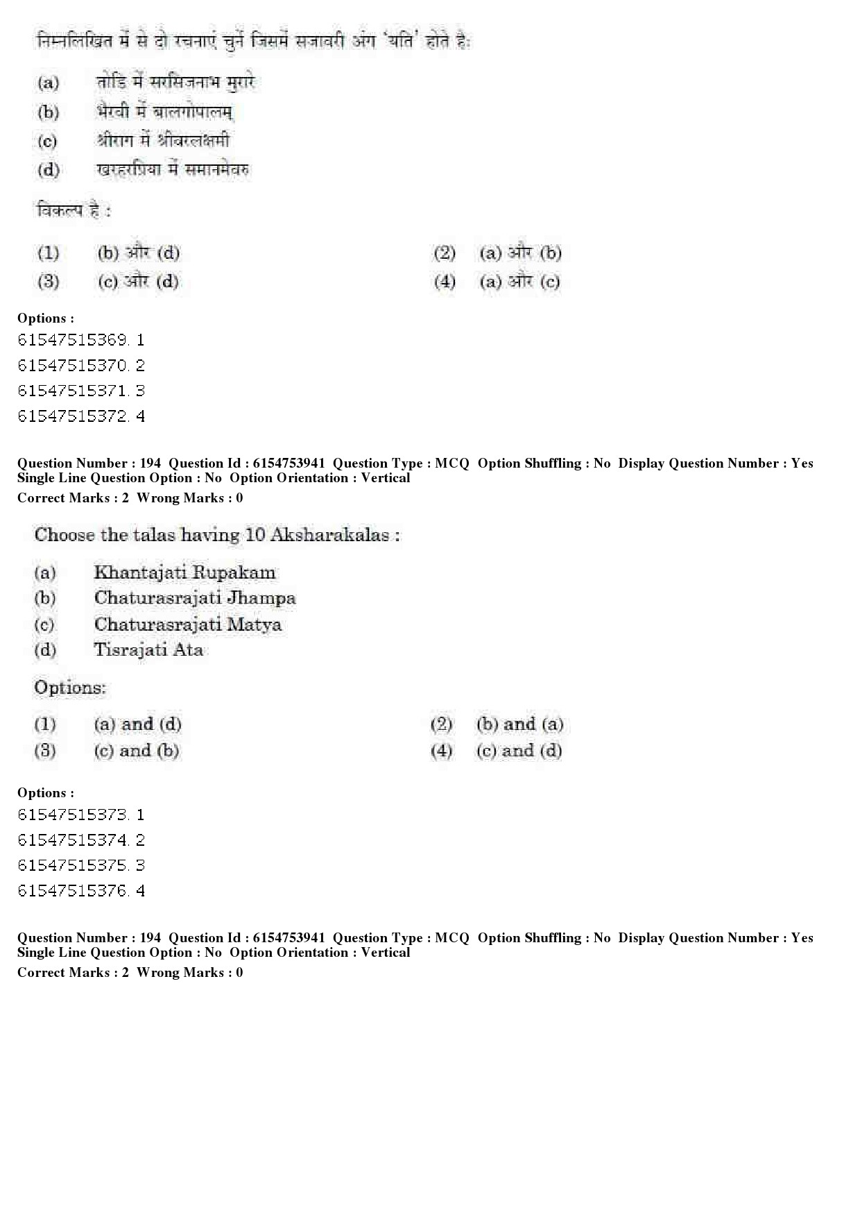 UGC NET Music Rabindra Sangeet Question Paper December 2019 156