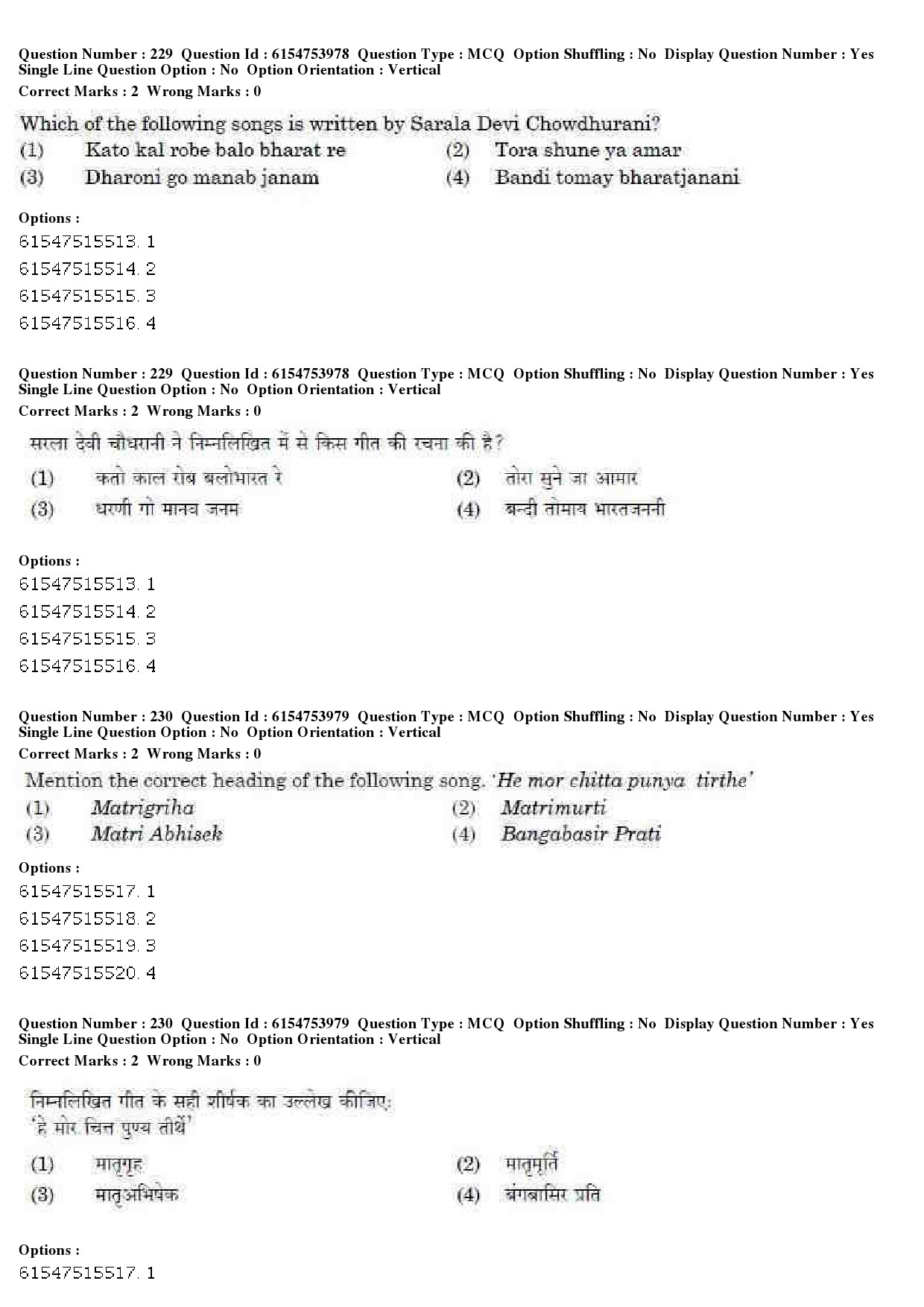 UGC NET Music Rabindra Sangeet Question Paper December 2019 194