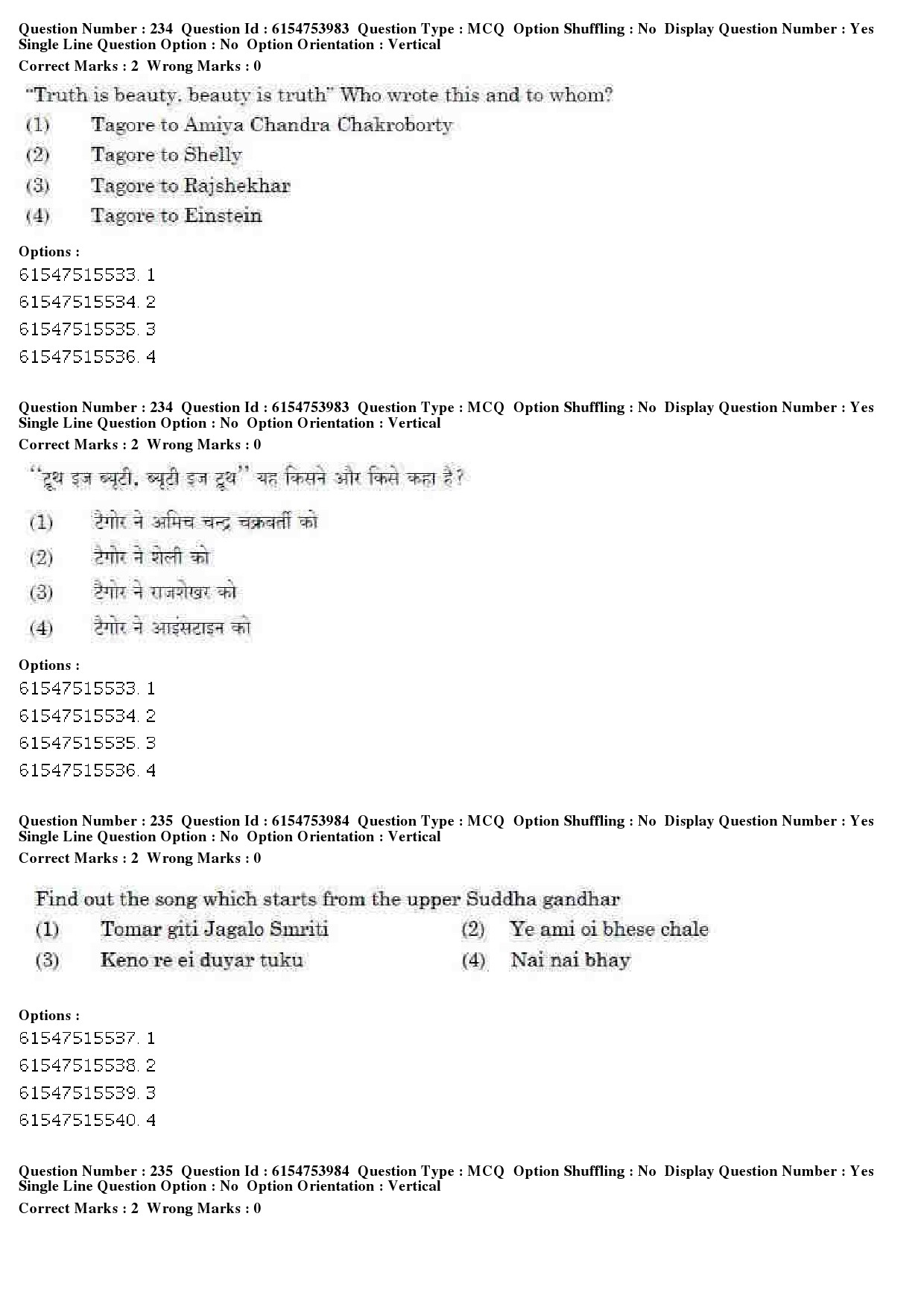 UGC NET Music Rabindra Sangeet Question Paper December 2019 197