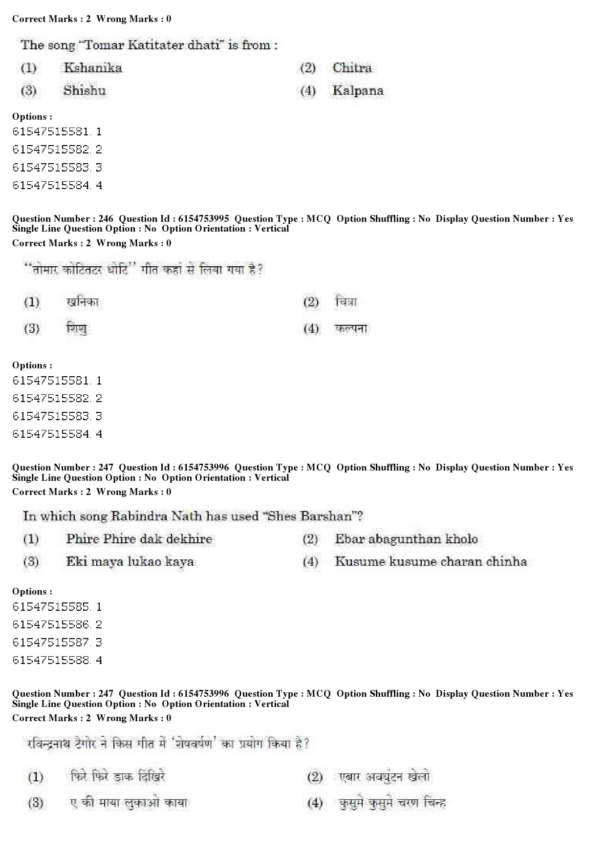 UGC NET Music Rabindra Sangeet Question Paper December 2019 204