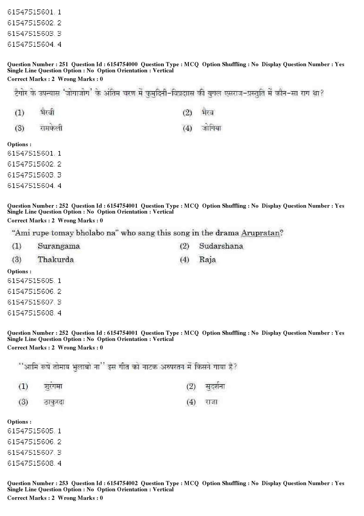 UGC NET Music Rabindra Sangeet Question Paper December 2019 207