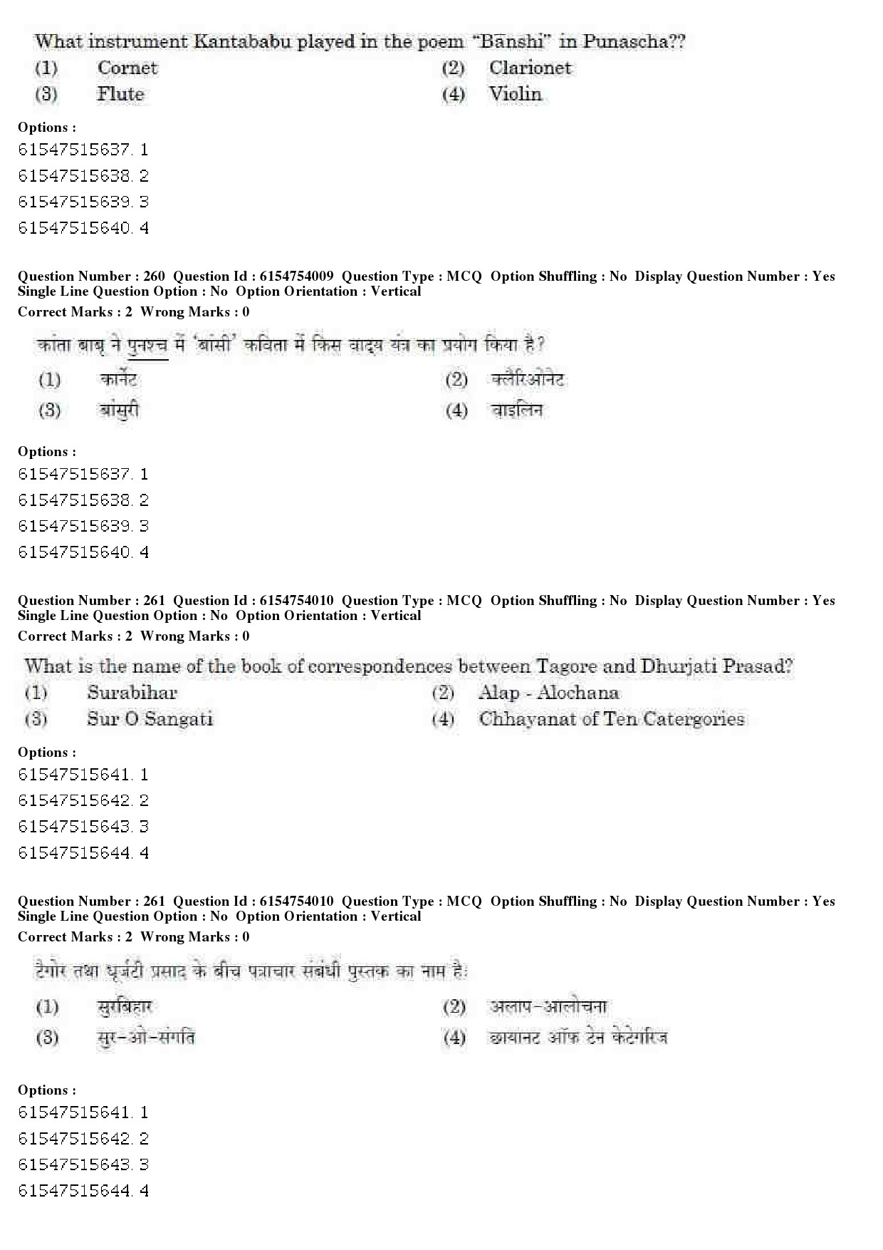 UGC NET Music Rabindra Sangeet Question Paper December 2019 212