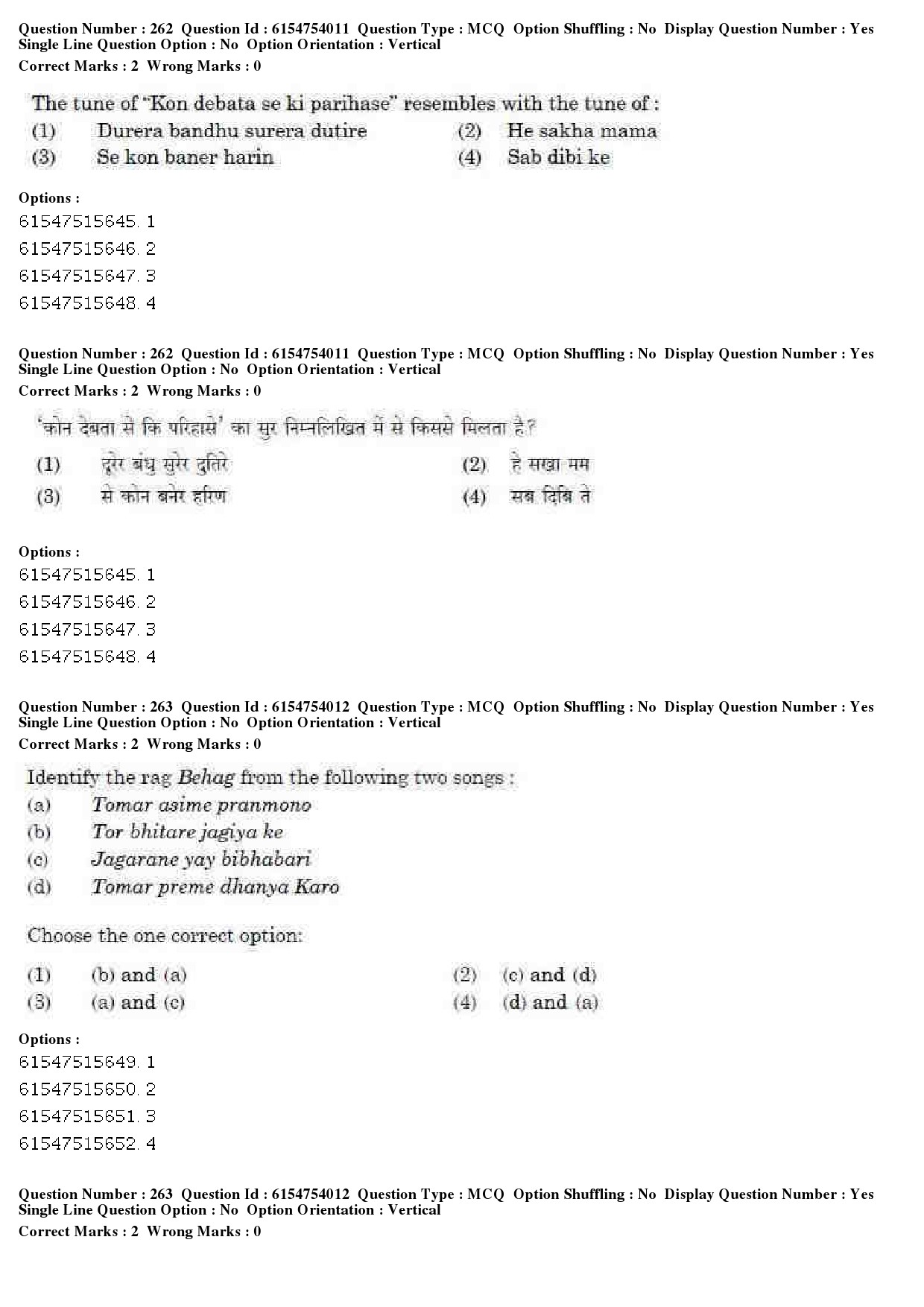 UGC NET Music Rabindra Sangeet Question Paper December 2019 213