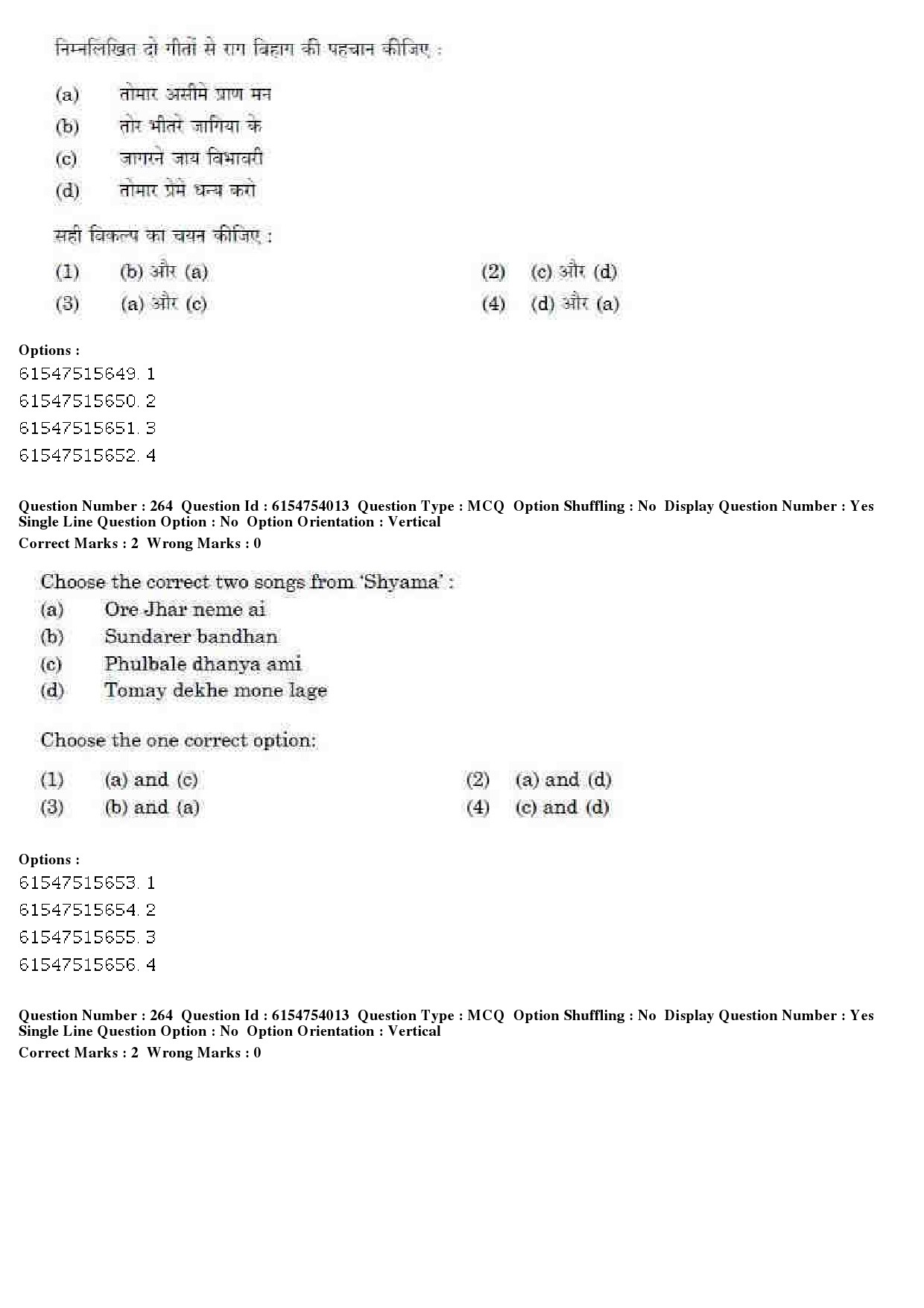 UGC NET Music Rabindra Sangeet Question Paper December 2019 214