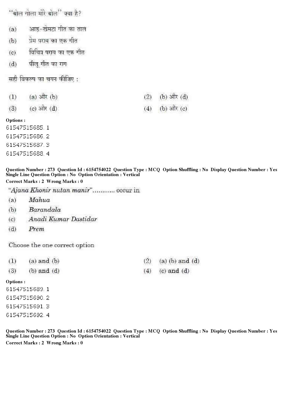 UGC NET Music Rabindra Sangeet Question Paper December 2019 223