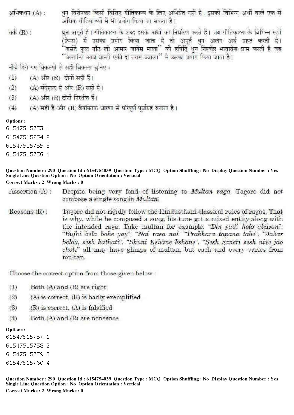 UGC NET Music Rabindra Sangeet Question Paper December 2019 245