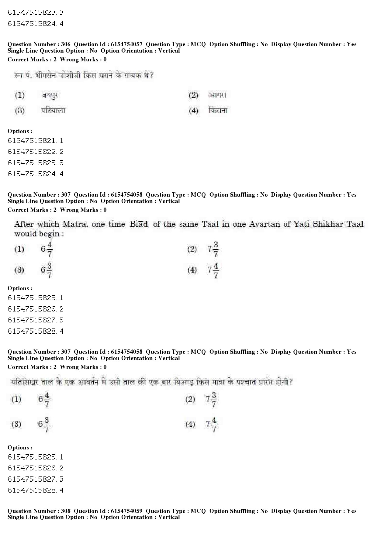 UGC NET Music Rabindra Sangeet Question Paper December 2019 258