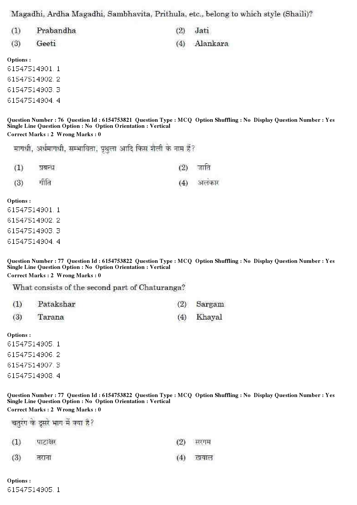 UGC NET Music Rabindra Sangeet Question Paper December 2019 60