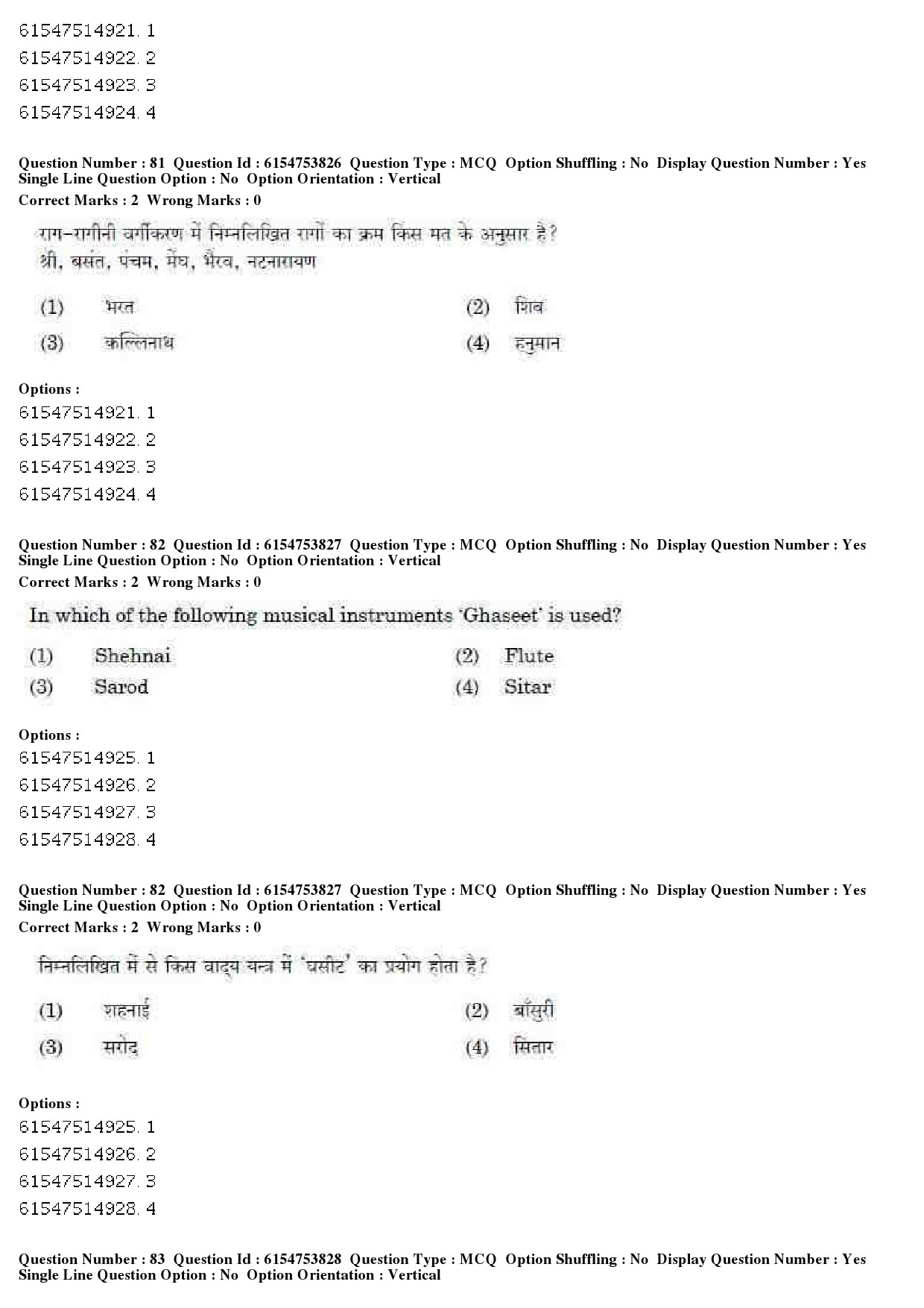 UGC NET Music Rabindra Sangeet Question Paper December 2019 63