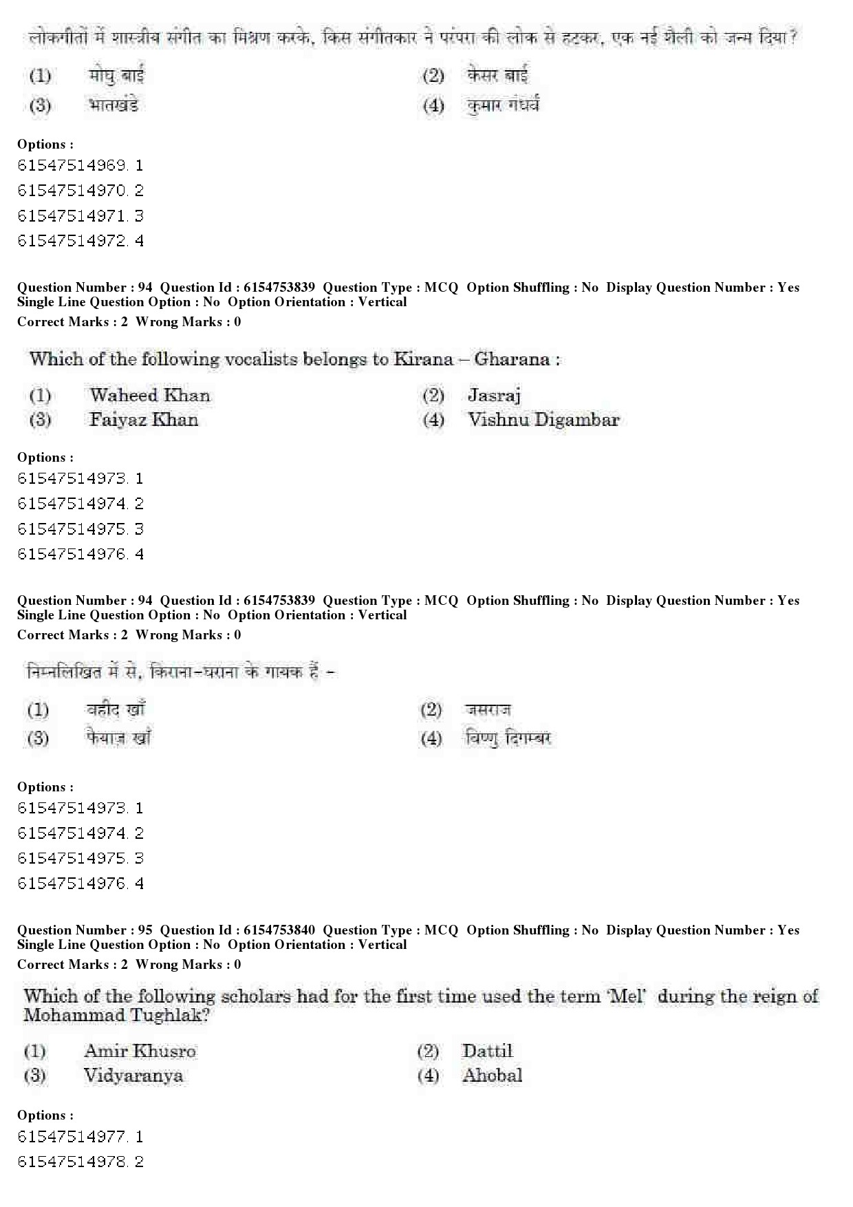 UGC NET Music Rabindra Sangeet Question Paper December 2019 71