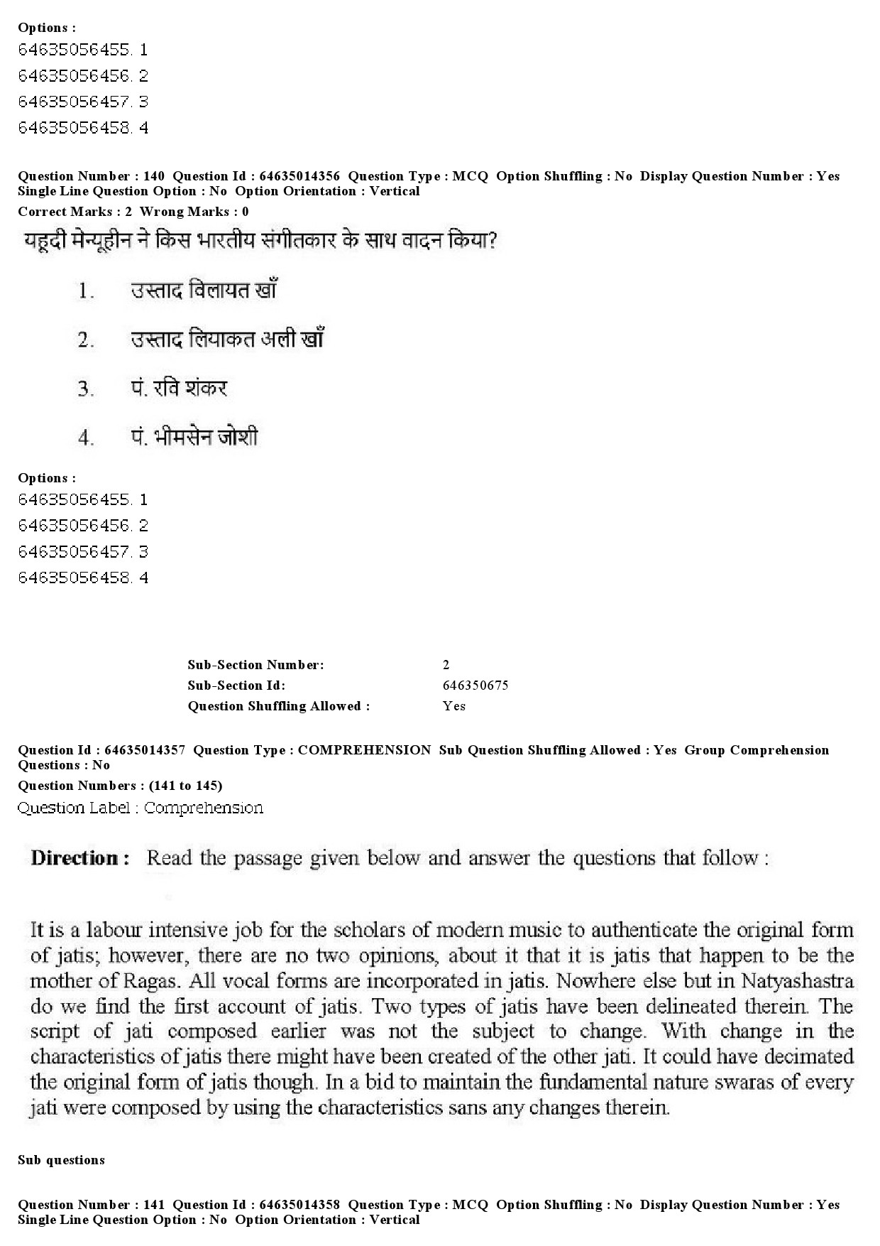 UGC NET Music Rabindra Sangeet Question Paper June 2019 115