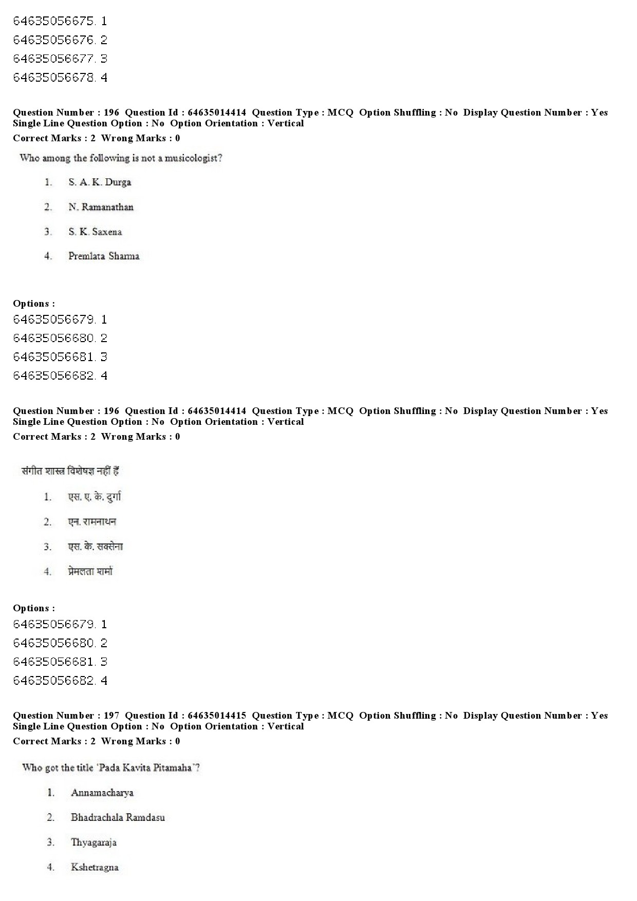 UGC NET Music Rabindra Sangeet Question Paper June 2019 157