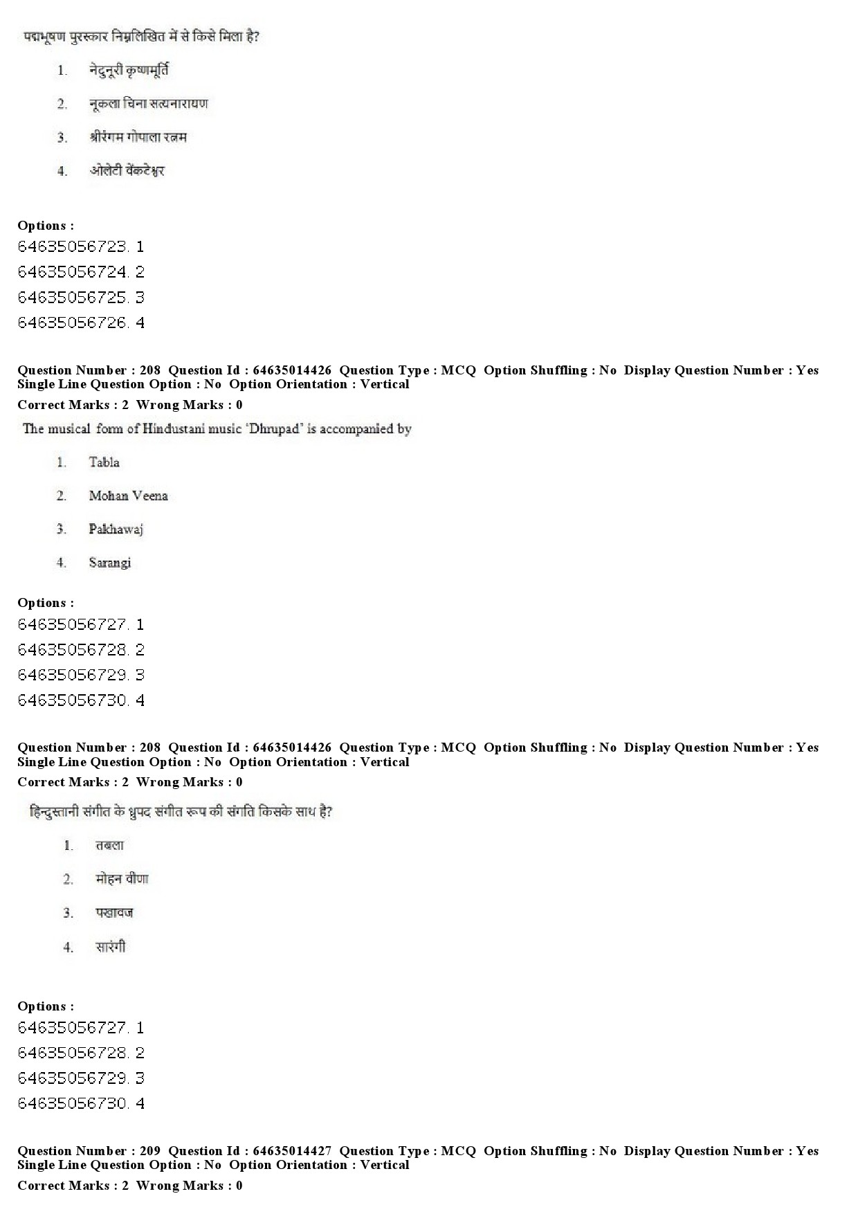 UGC NET Music Rabindra Sangeet Question Paper June 2019 165