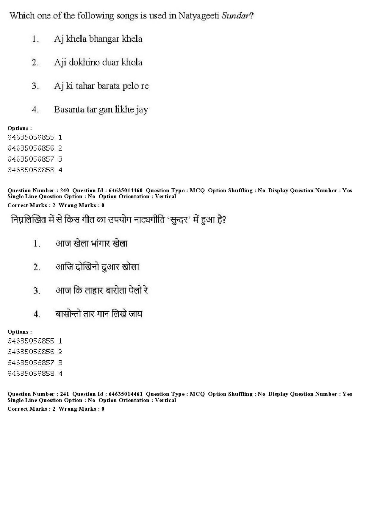 UGC NET Music Rabindra Sangeet Question Paper June 2019 193