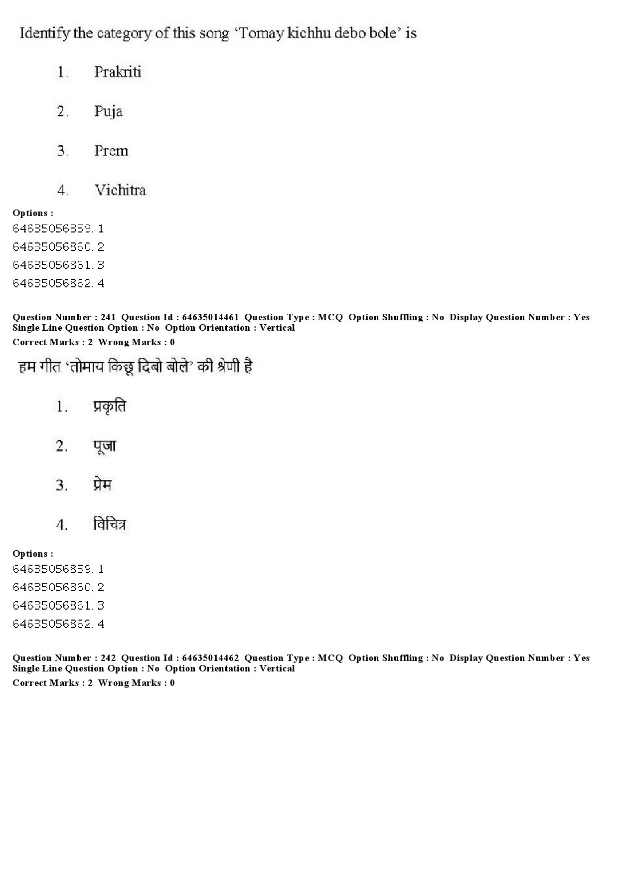 UGC NET Music Rabindra Sangeet Question Paper June 2019 194