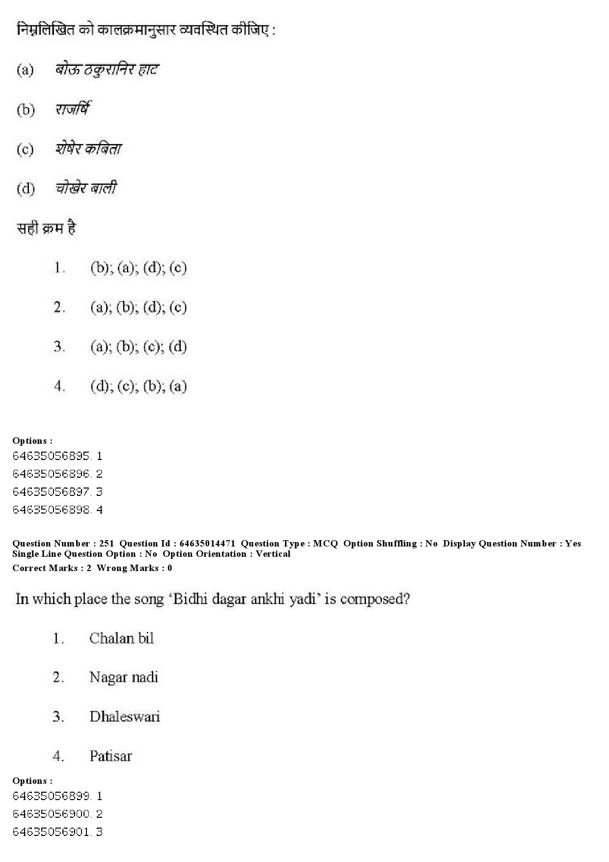 UGC NET Music Rabindra Sangeet Question Paper June 2019 207