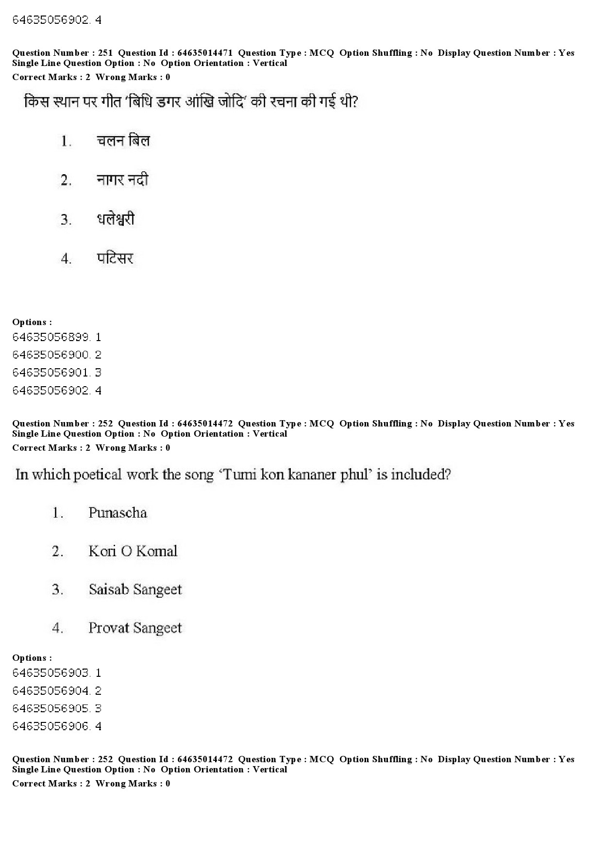 UGC NET Music Rabindra Sangeet Question Paper June 2019 208