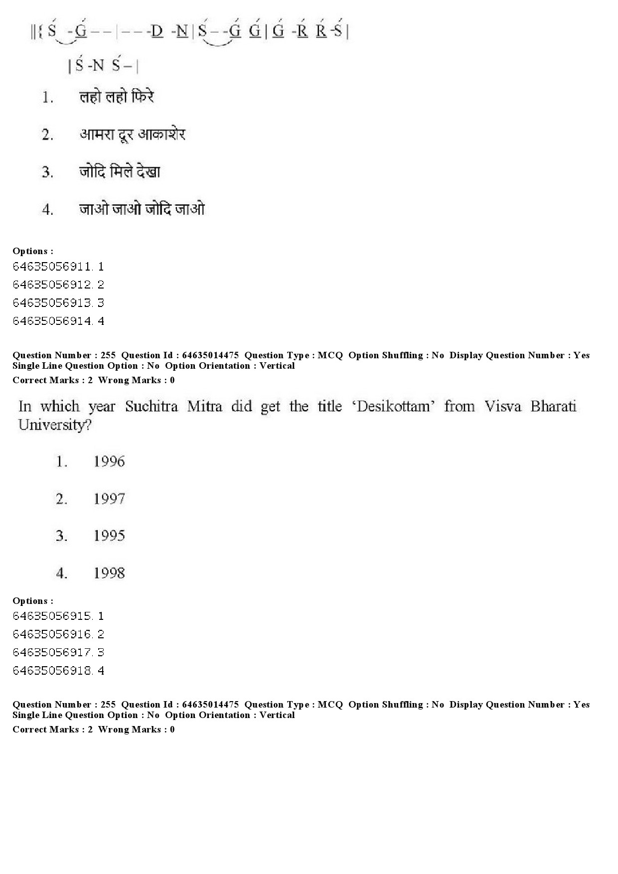 UGC NET Music Rabindra Sangeet Question Paper June 2019 211