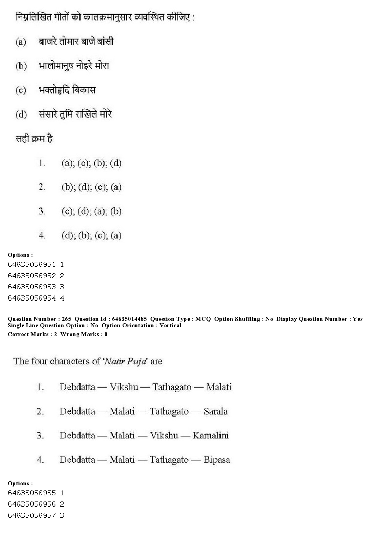 UGC NET Music Rabindra Sangeet Question Paper June 2019 226