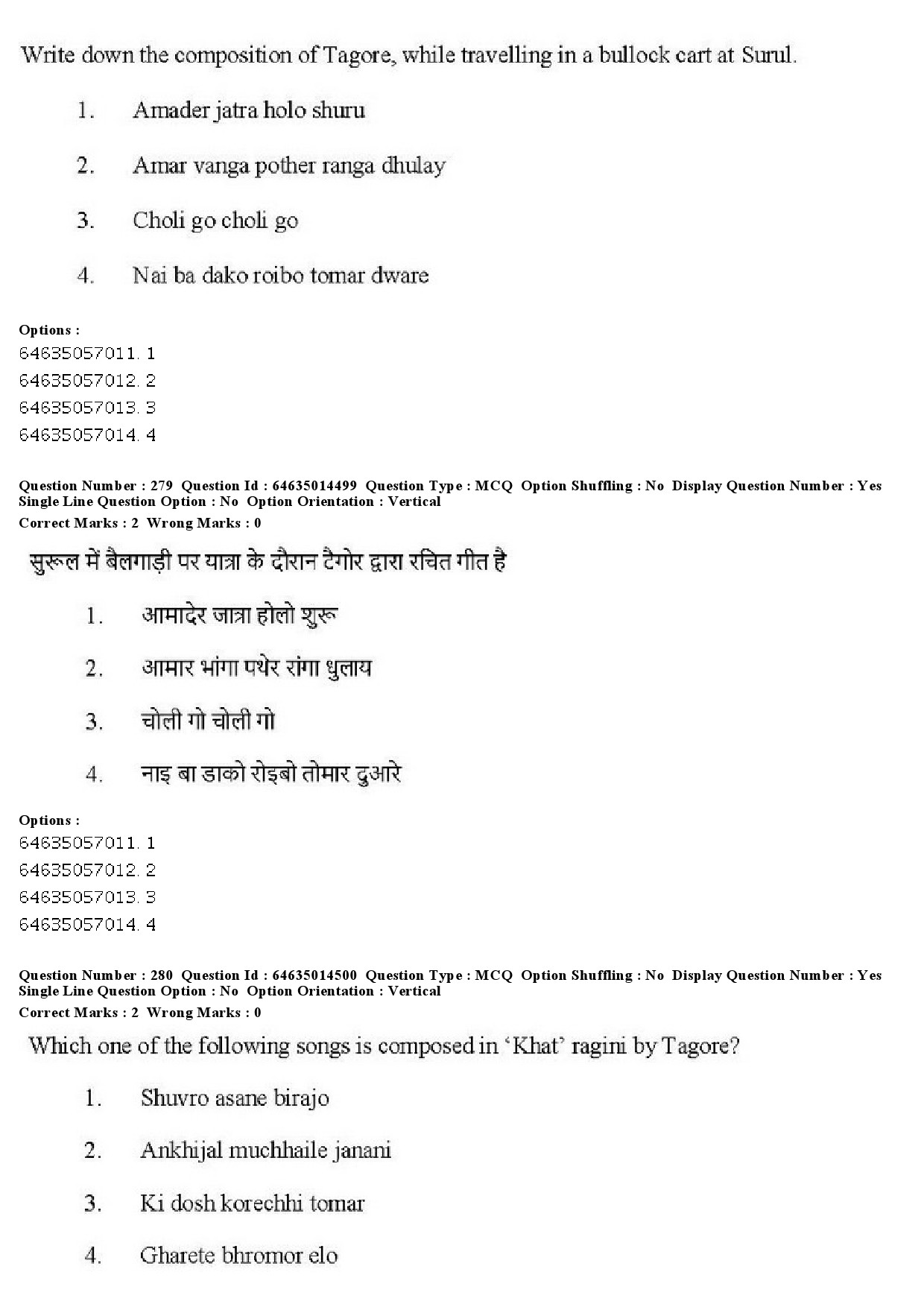 UGC NET Music Rabindra Sangeet Question Paper June 2019 240