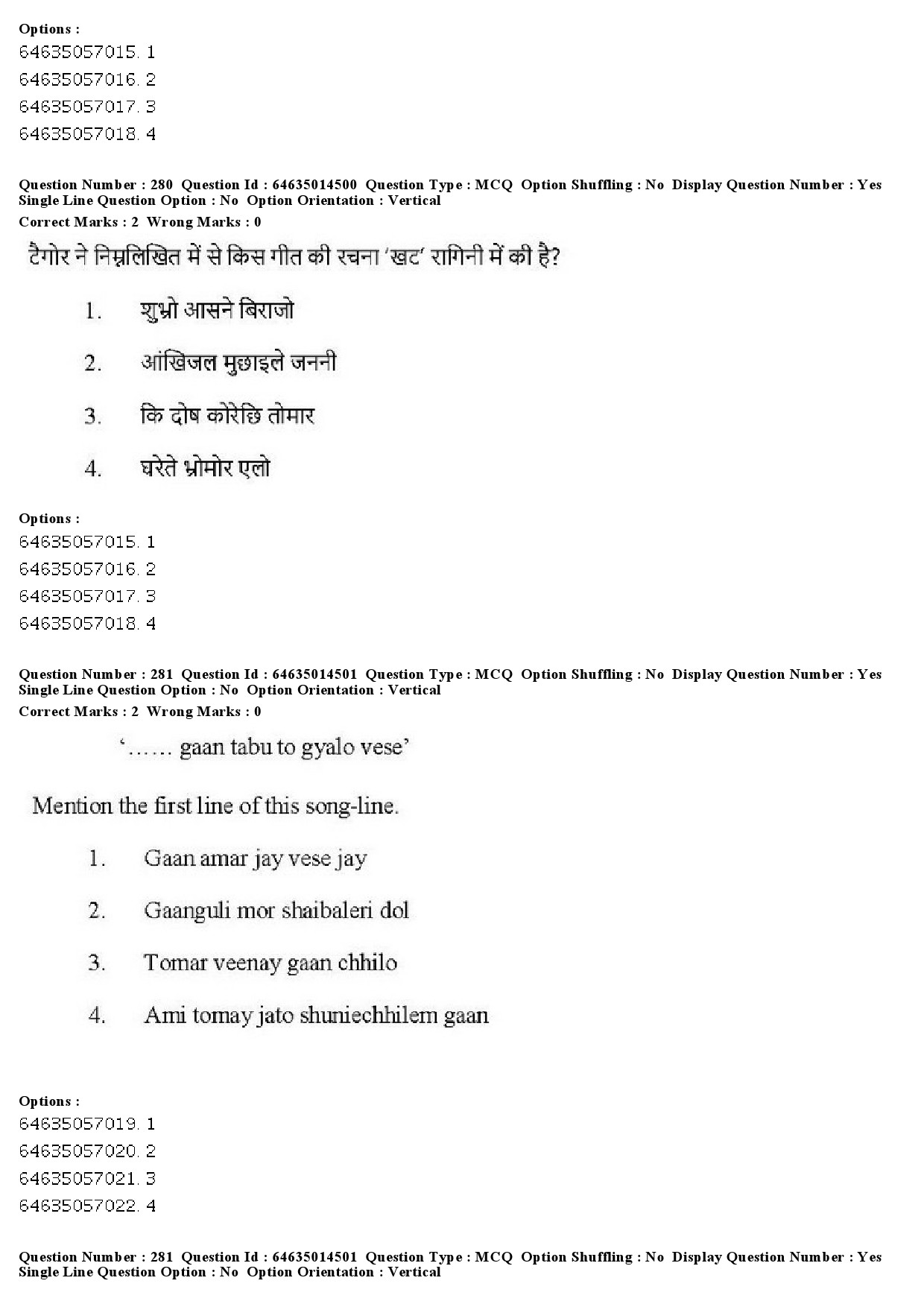 UGC NET Music Rabindra Sangeet Question Paper June 2019 241