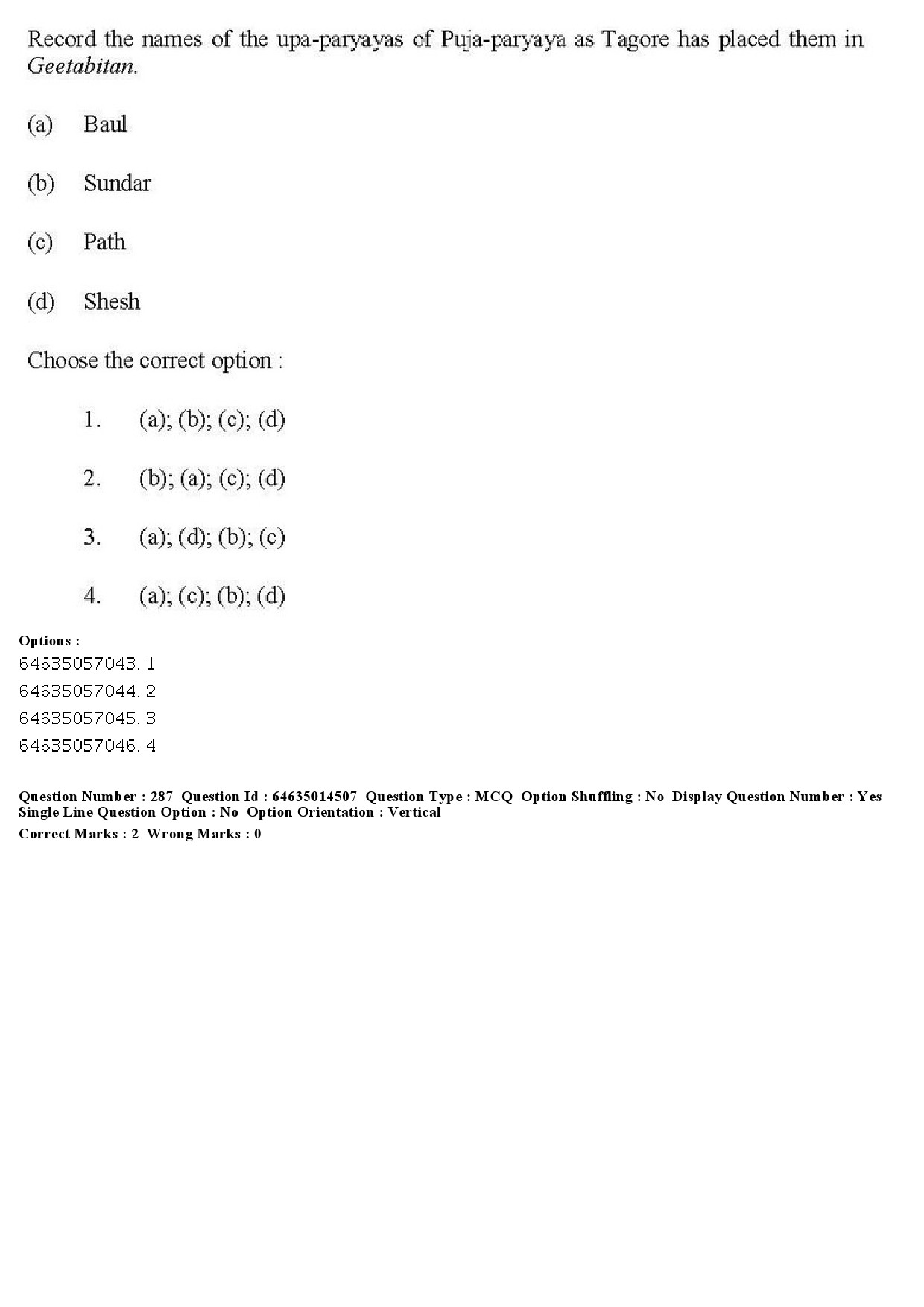 UGC NET Music Rabindra Sangeet Question Paper June 2019 251