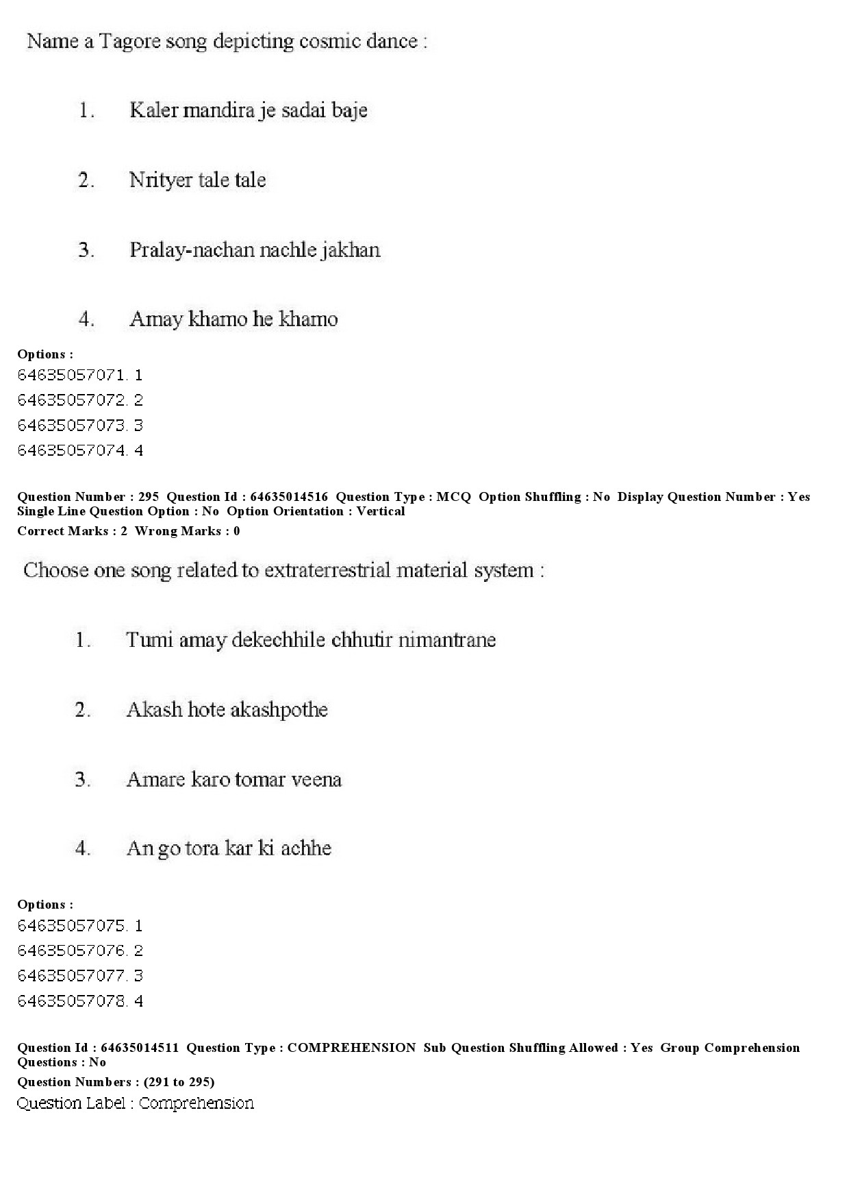 UGC NET Music Rabindra Sangeet Question Paper June 2019 261