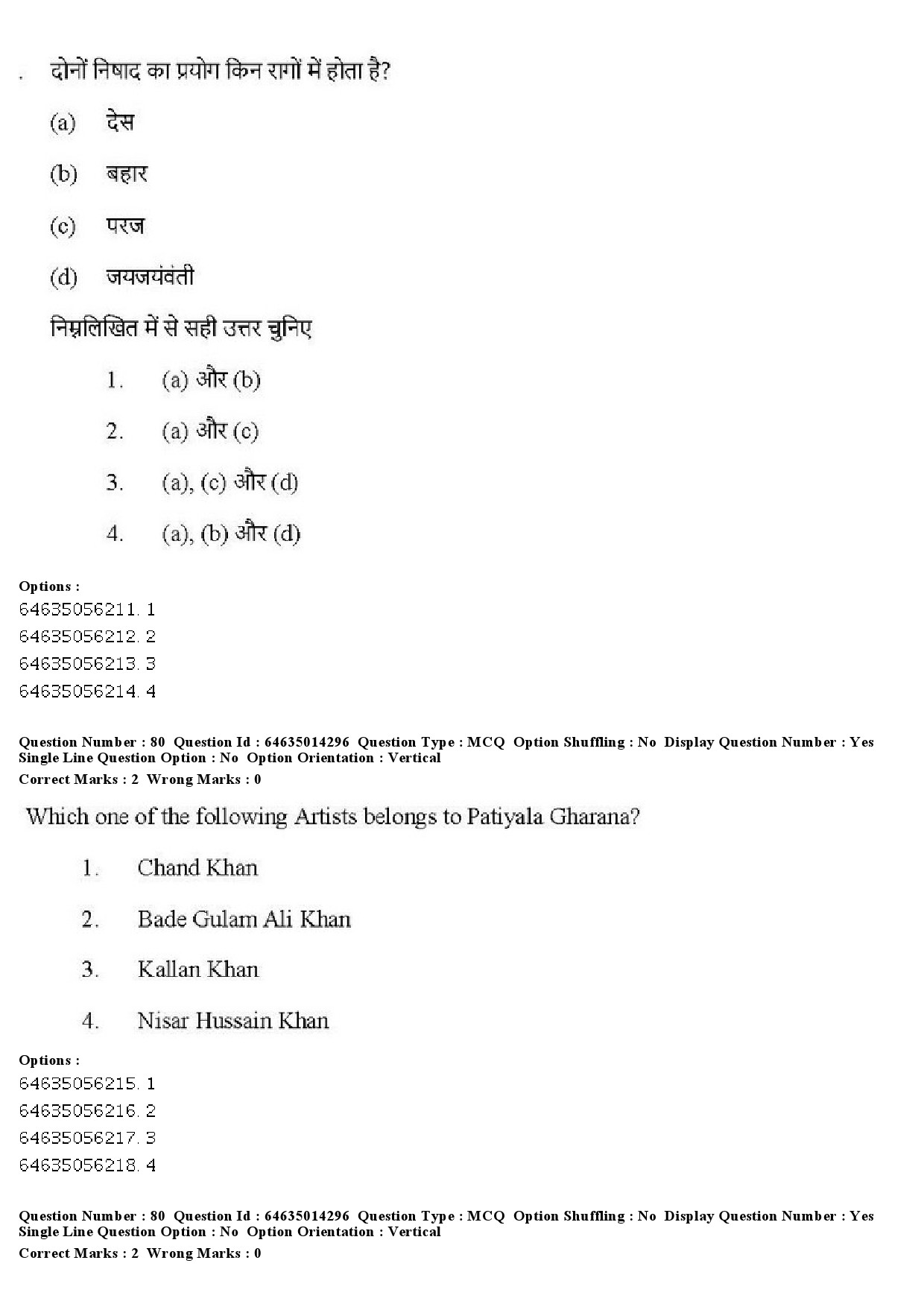 UGC NET Music Rabindra Sangeet Question Paper June 2019 56