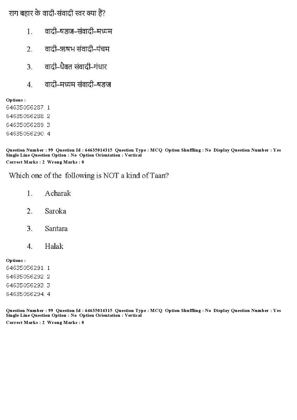 UGC NET Music Rabindra Sangeet Question Paper June 2019 74